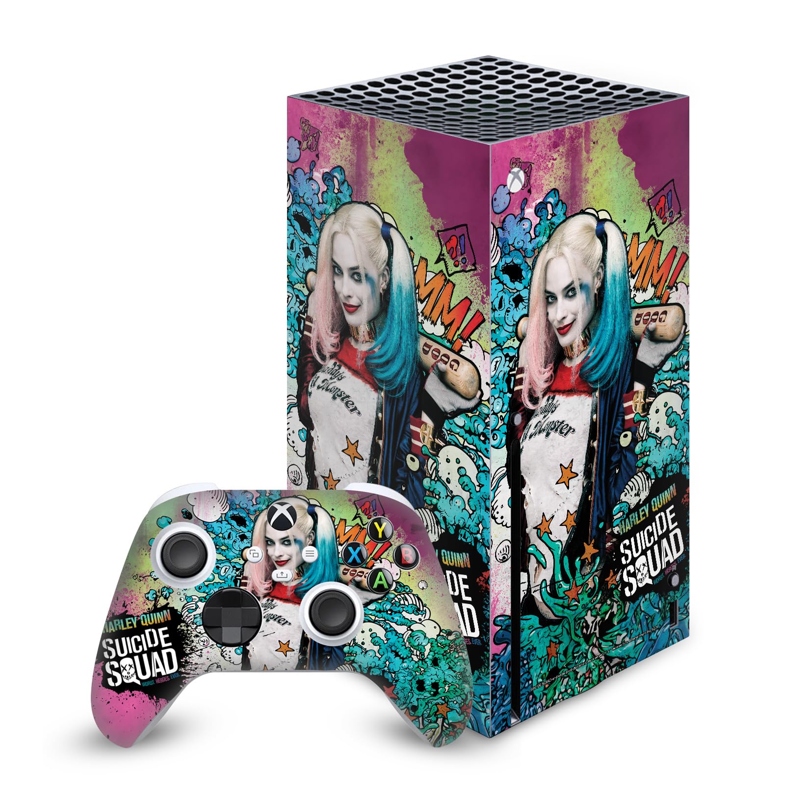 Head Case Designs sous Licence Officielle Suicide Squad 2016 Affiche Harley Quinn Graphiques Vinyle Autocollant De Jeu Peau Autocollant Compatible avec Xbox Series X Console and Controller Bundle