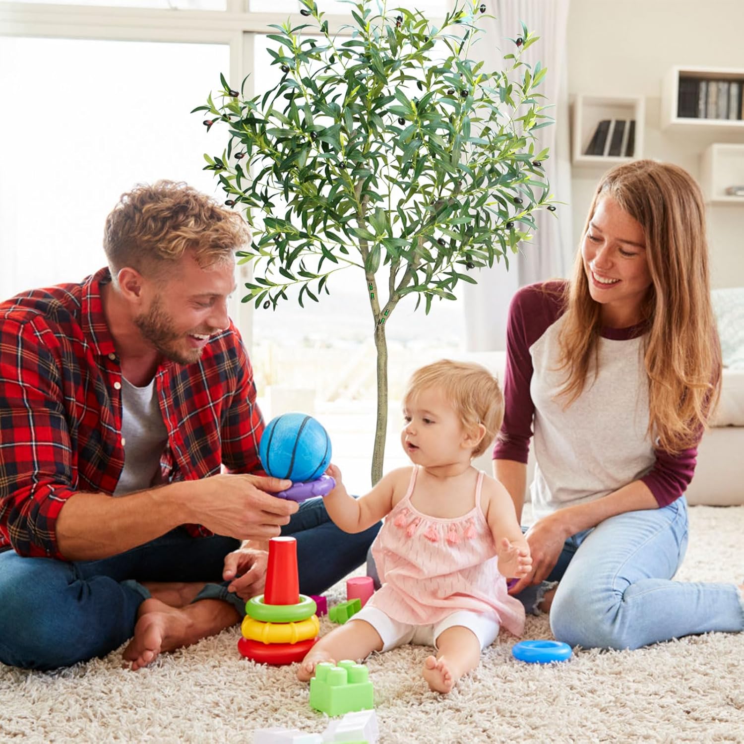 Artificial Olive Tree, 6FT Faux Tree Large for Indoor, Outdoor Fake Olive Plant Tall Plants Realistic Leaves and Fruits for Modern Home Decor, Living Room, Bedroom, Corner, Office & Garden - Image 5