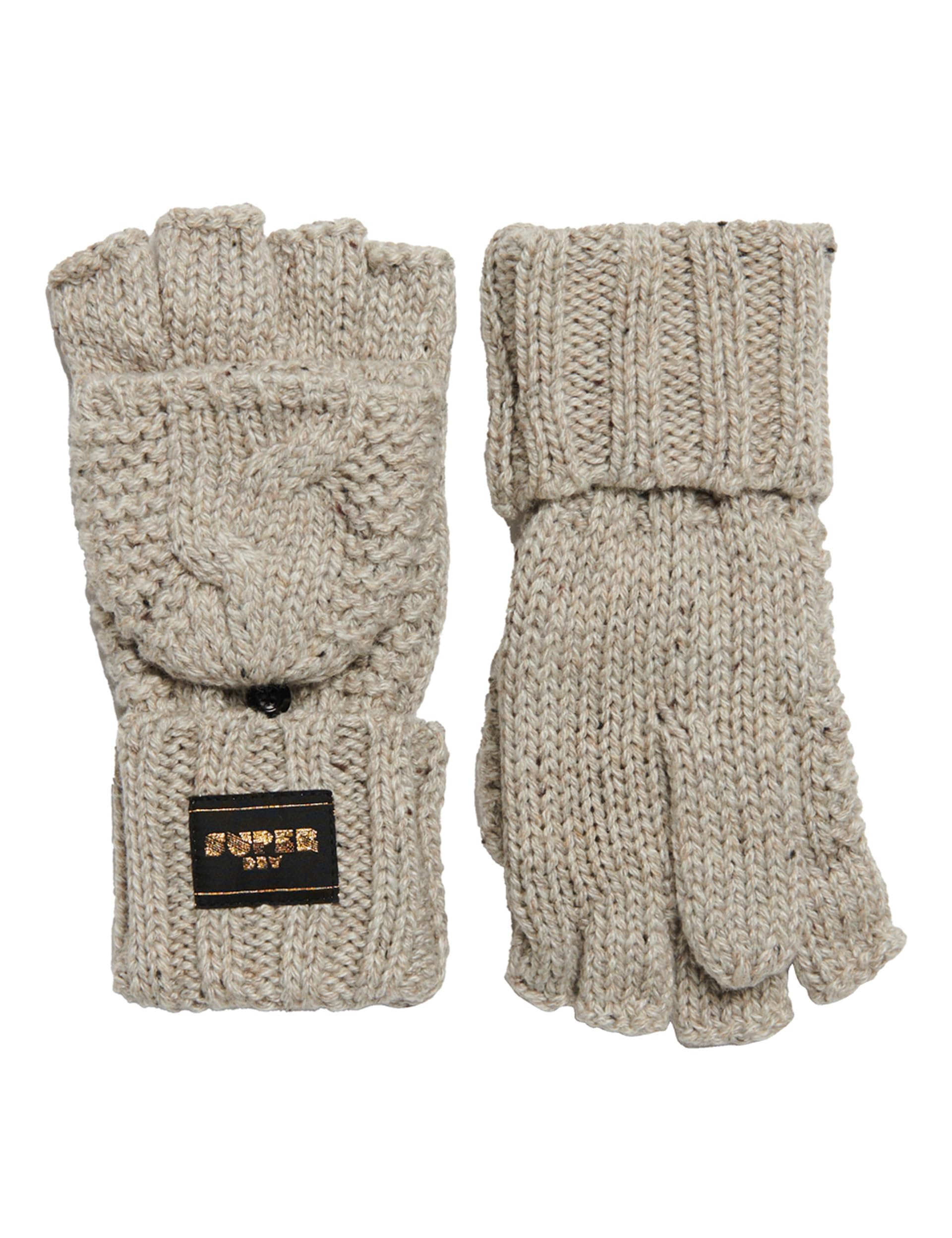 Superdry Women's Oaty Beige Fleck Cable Knit Gloves, One Size
