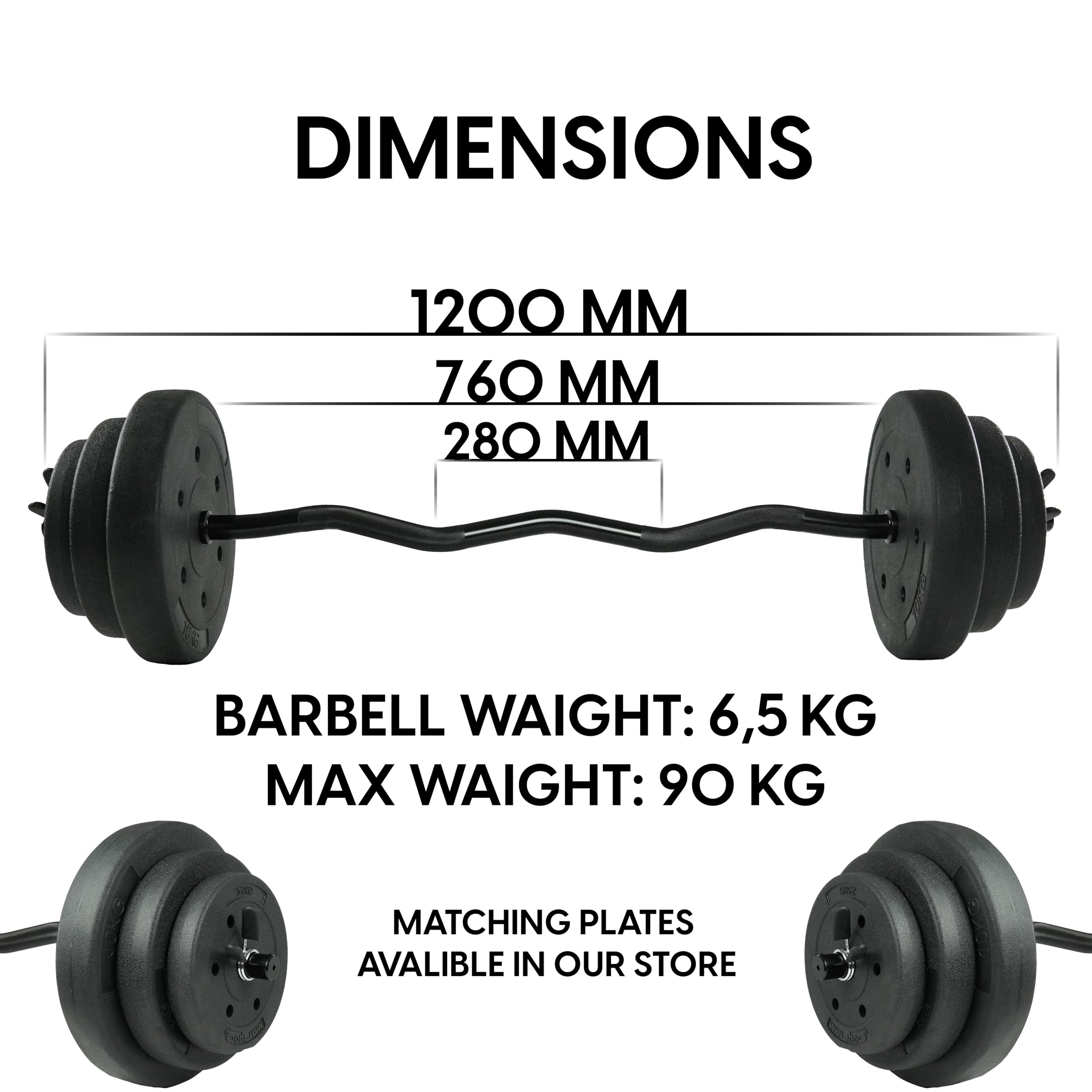 Wuuhoo Barre Haltère Curl Franco SZ 120cm Ou 140cm - Jusqu'à 90 Kg, 30mm, Chromée