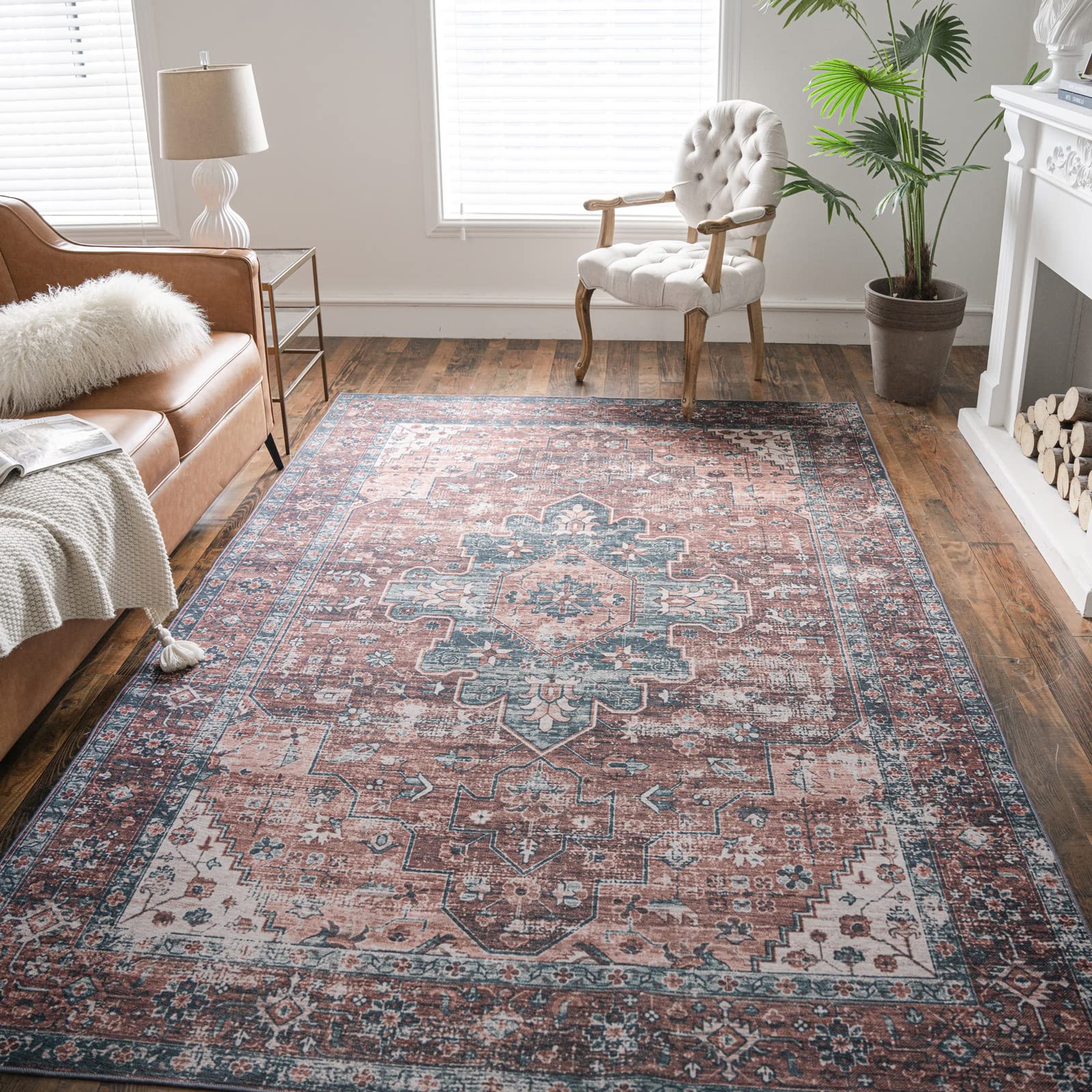 Moynesa UltraThin Persian Area Rug 8x10 Large Bedroom Rug NonSlip