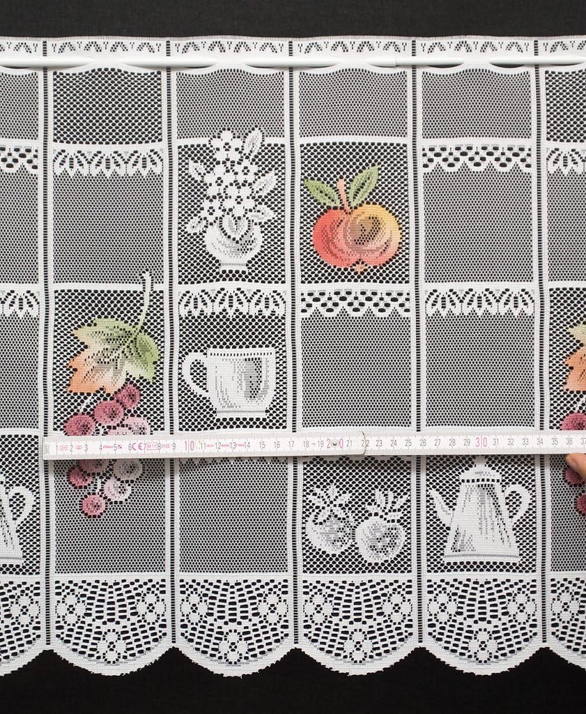 Scheibengardine Früchte 45x204 cm H/B Bunt Bistrogardine Vorhang Küche 1er Pack