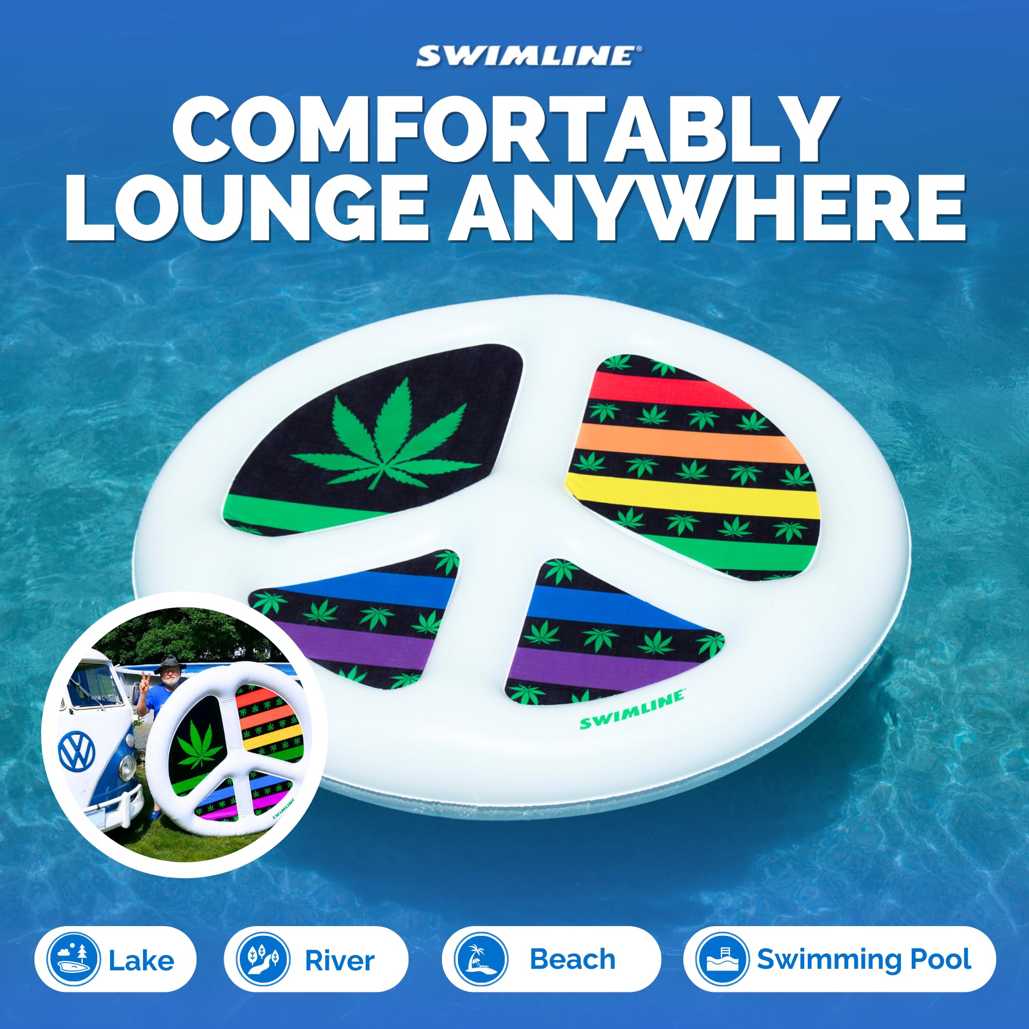 Amazon.com: SWIMLINE Original Peace & Love Island Pool Float