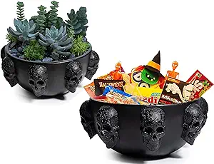 Halloween Skull Planter & Trick or Treat Candy Bowl 4