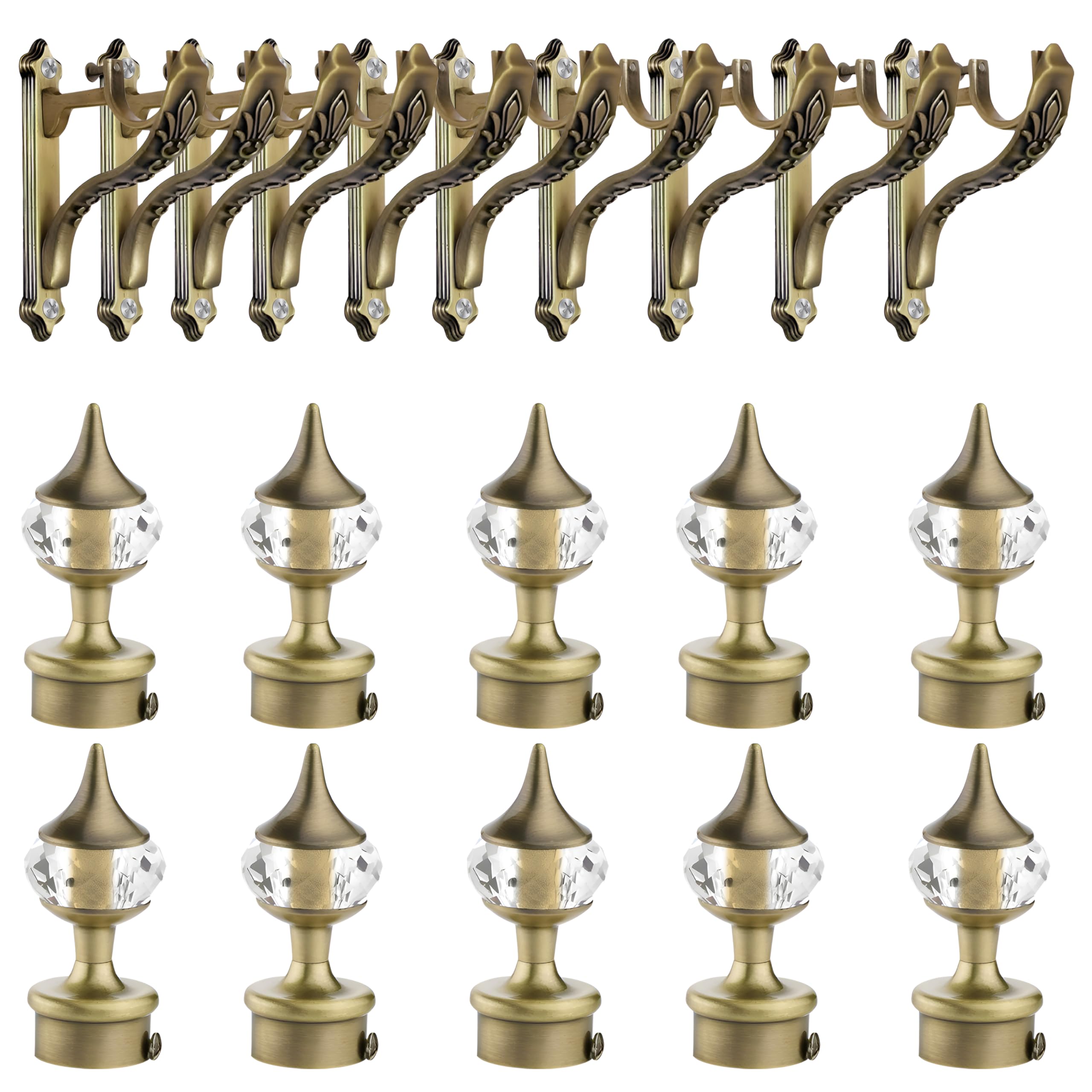 Plantex Heavy Duty Aluminium Diamond Curtain Holder/Curtain Brackets/Curtain Rod Holder with Support 1 Inch Rod (Brass Antique - 4 Pair) — Amazon image 14