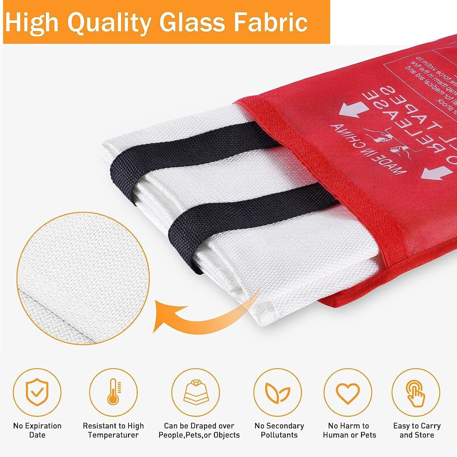 Manta ignífuga de Emergencia Mantas apaga Fuego de Fibra de Vidrio Manta apagafuegos para el hogar y la Cocina, Cocina, automóvil, Camping (4, 1.2x1.2 m)