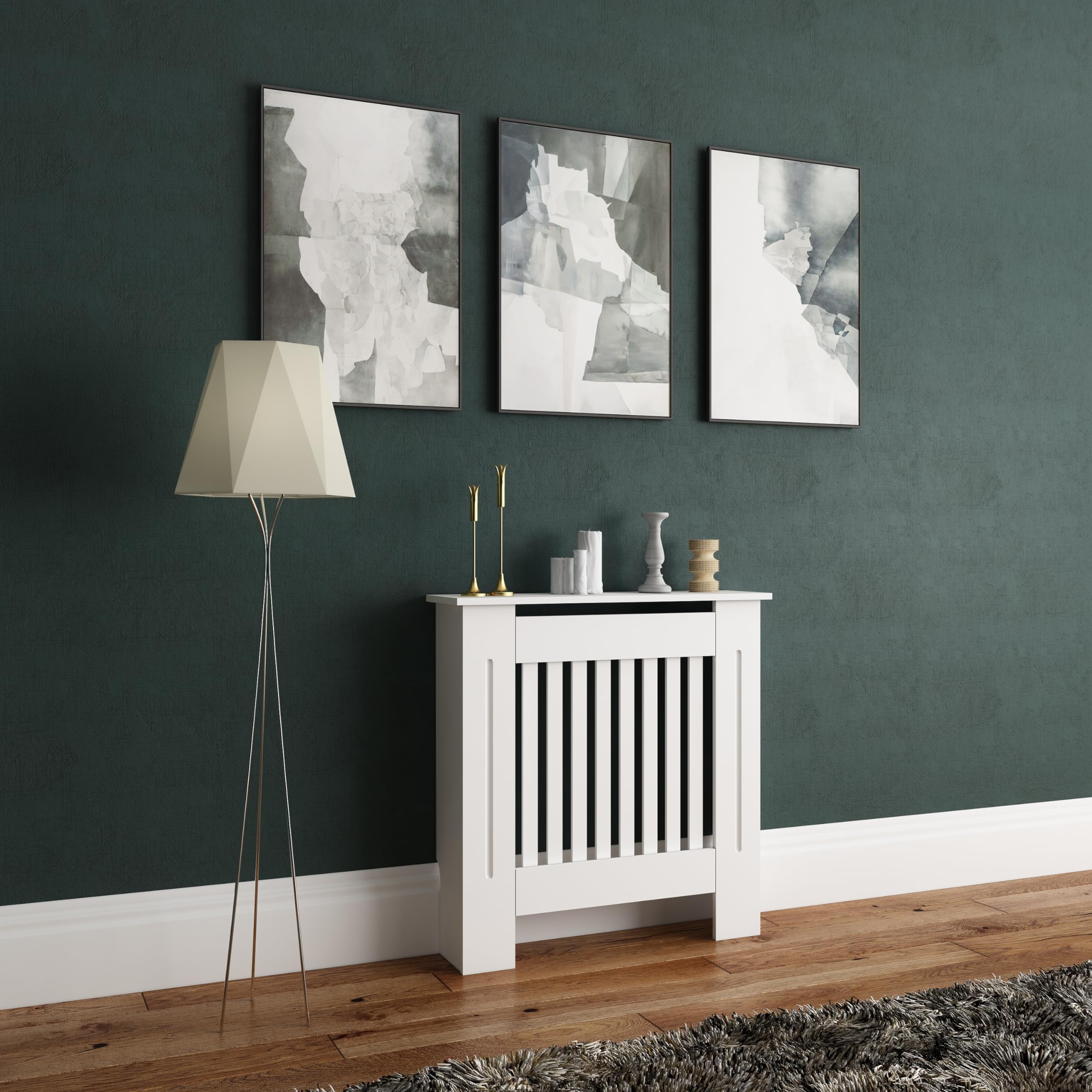 Radiator Cover Wood Cabinet Modern Slatted Grill Slats White High ...