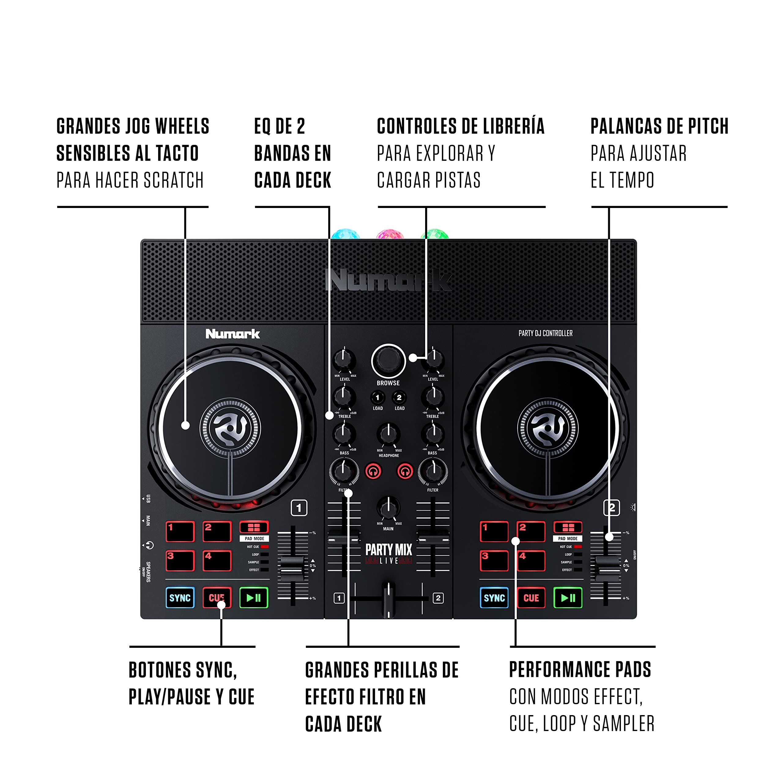 Numark Party Mix Live + auriculares DJ HF175 - Set de DJ
