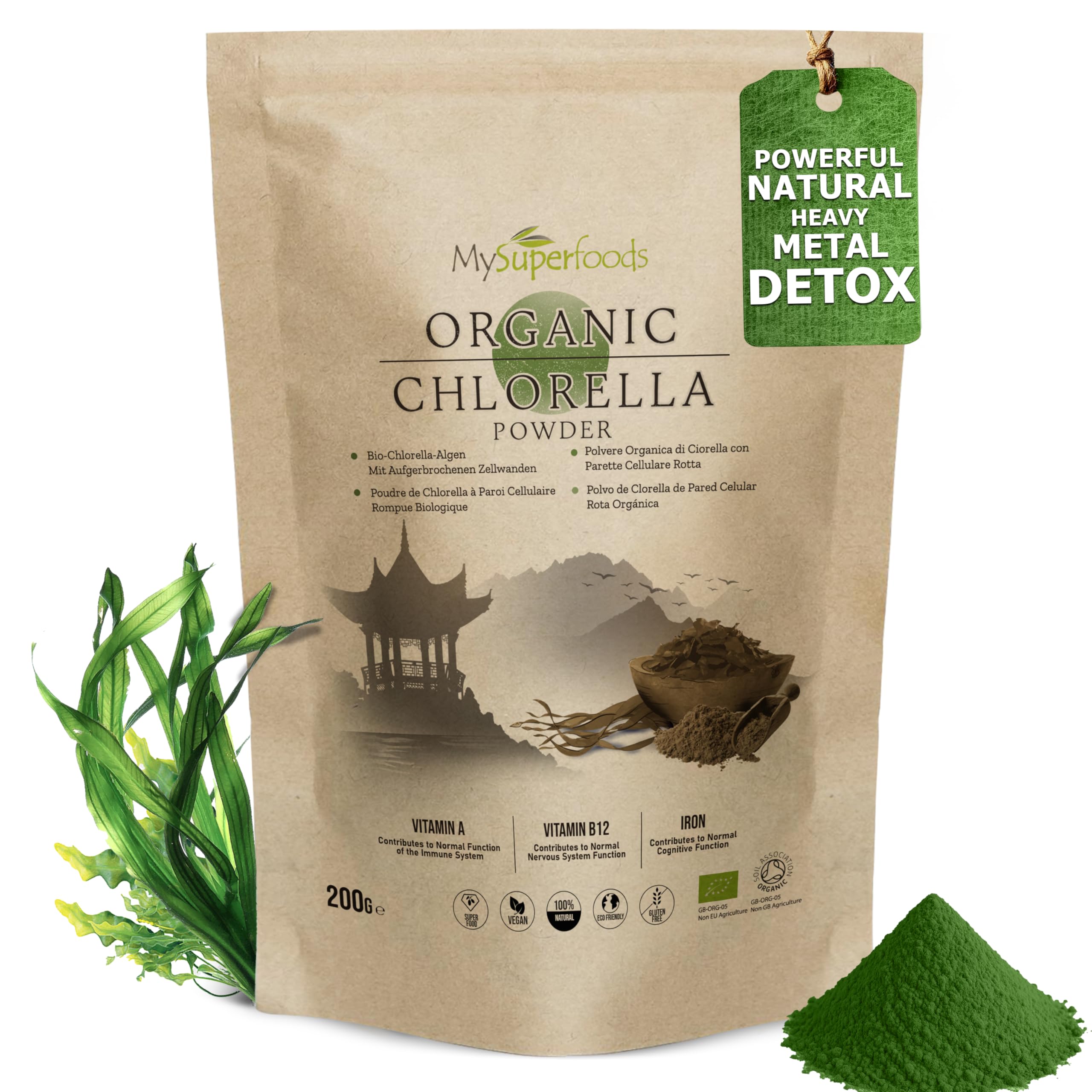 Chlorella Powder | Organic | 200g | Cracked Cell Wall | Energy & Natural Detox | High in Vitamin A, B12 & Iron | MySuperfoods