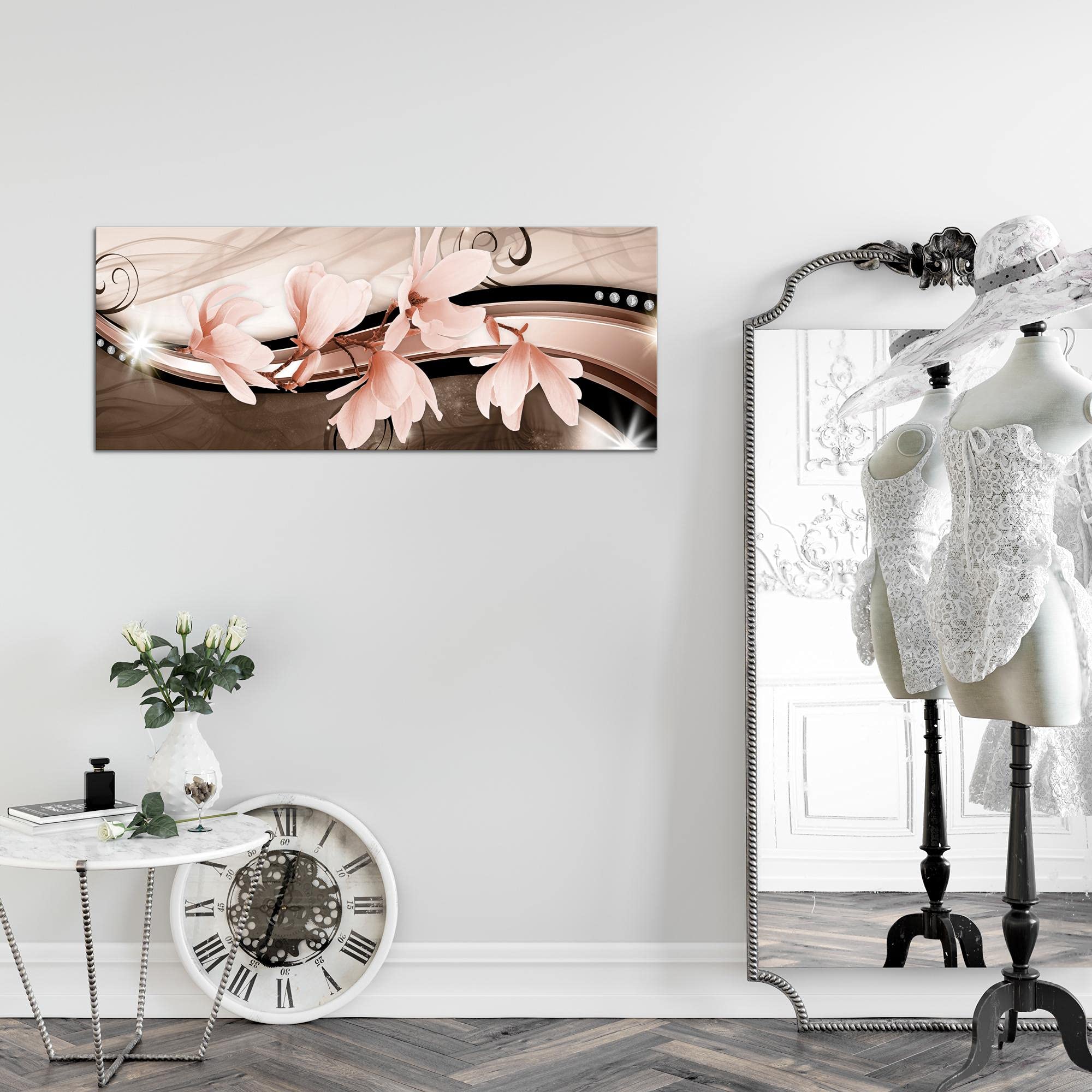 Runa Art Quadro Moderno Su Tela Non Tessuta – Fiori Magnolia, Bianco E Nero, 110g/m², Fatto In Germania - 5