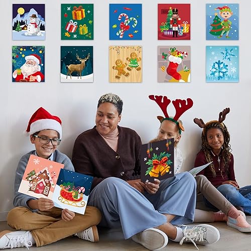 Miniatura 6 de Manualidades de Navidad para niños calcomanías de Navidad libros de pintura calcomanías de libro por número suministros de fiesta de Navidad para