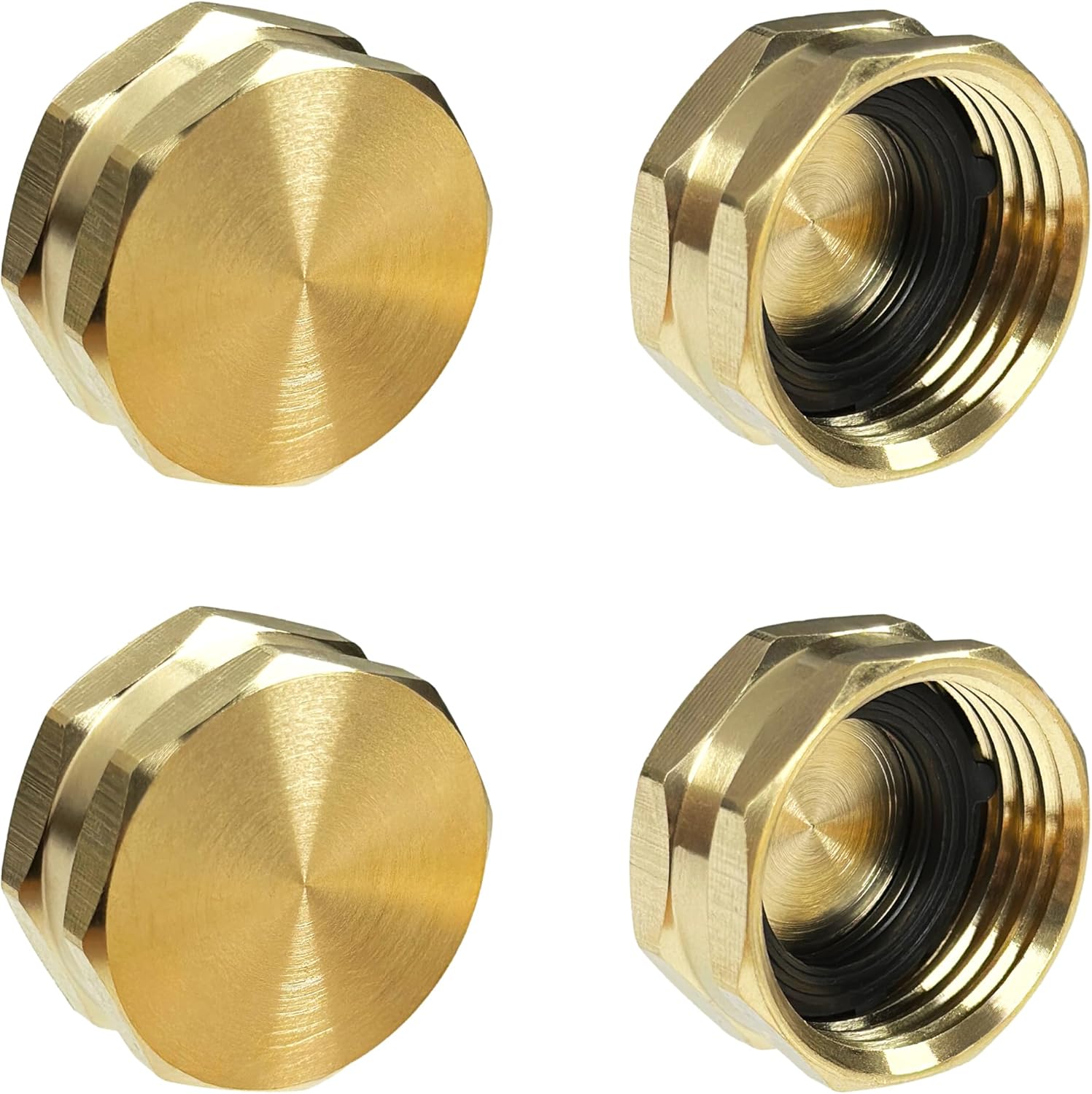Hanobo 4 Pack Brass Garden Hose Female End Caps Garden Hose