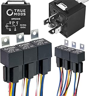 True Mods 6 Pack Bosch Style 5-Pin 12V Relay Kit [Interlocking Harness Socket Holder] [14 AWG Hot Wires] [SPDT] [30/40 Amp] 12 Volt Automotive Relays for Auto Fan Cars