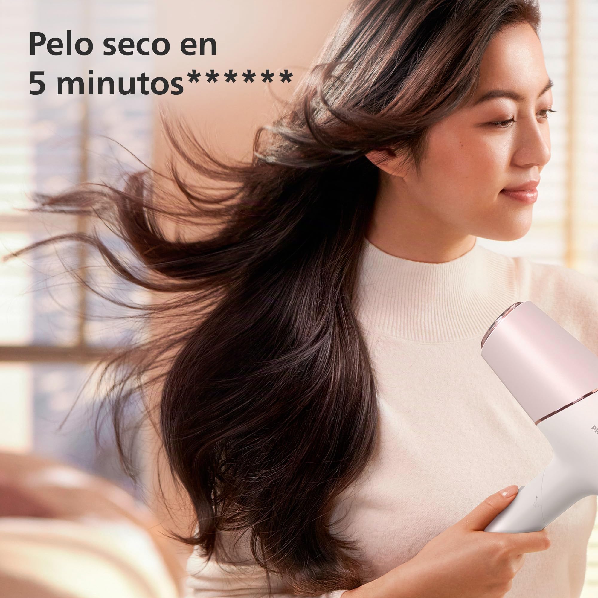 Philips Secador de Pelo Serie 5000, 2300w, con Tecnología ThermoShield, Boquilla UltraEstrecha, Boquilla Estrecha y Disfusor, BHD530/20, Blanco/Rosa