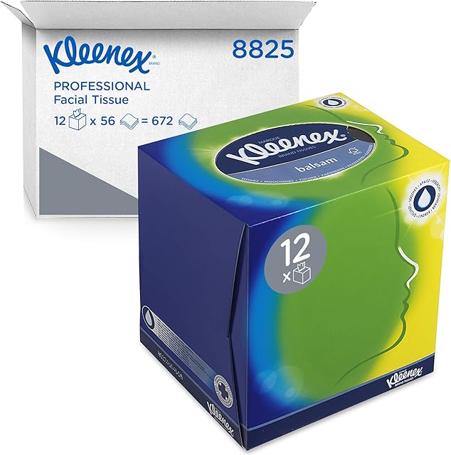 KLEENEX* Facial Tissue Cube 8825 - 12 cubes x 56 white, 3 ply sheets