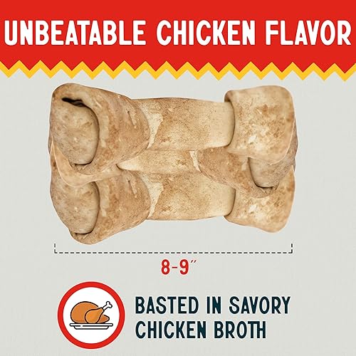 Miniatura 10 de Canine Chews Hueso de cuero crudo extra grande de 8-9 pulgadas para perros grandes, masticadores agresivos, paquete de 10 (sabor a carne)