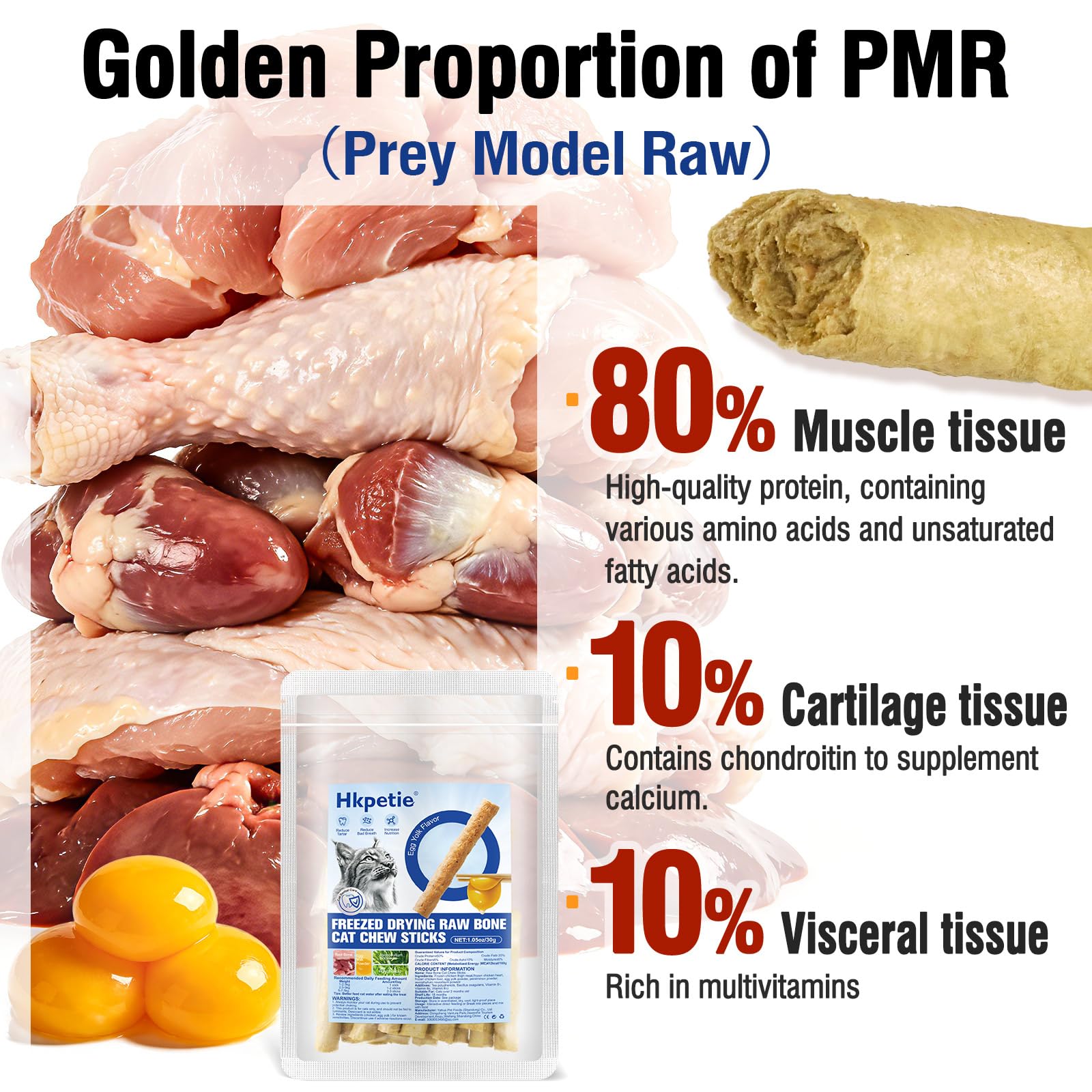 30g Freezed Dried Cat Dental Treats Egg Yolk Flavor, Cat Chew Stick for Freshens Breath and Reduce Tartar, Feline Teething Sticks Cats Treats Snack - image 5