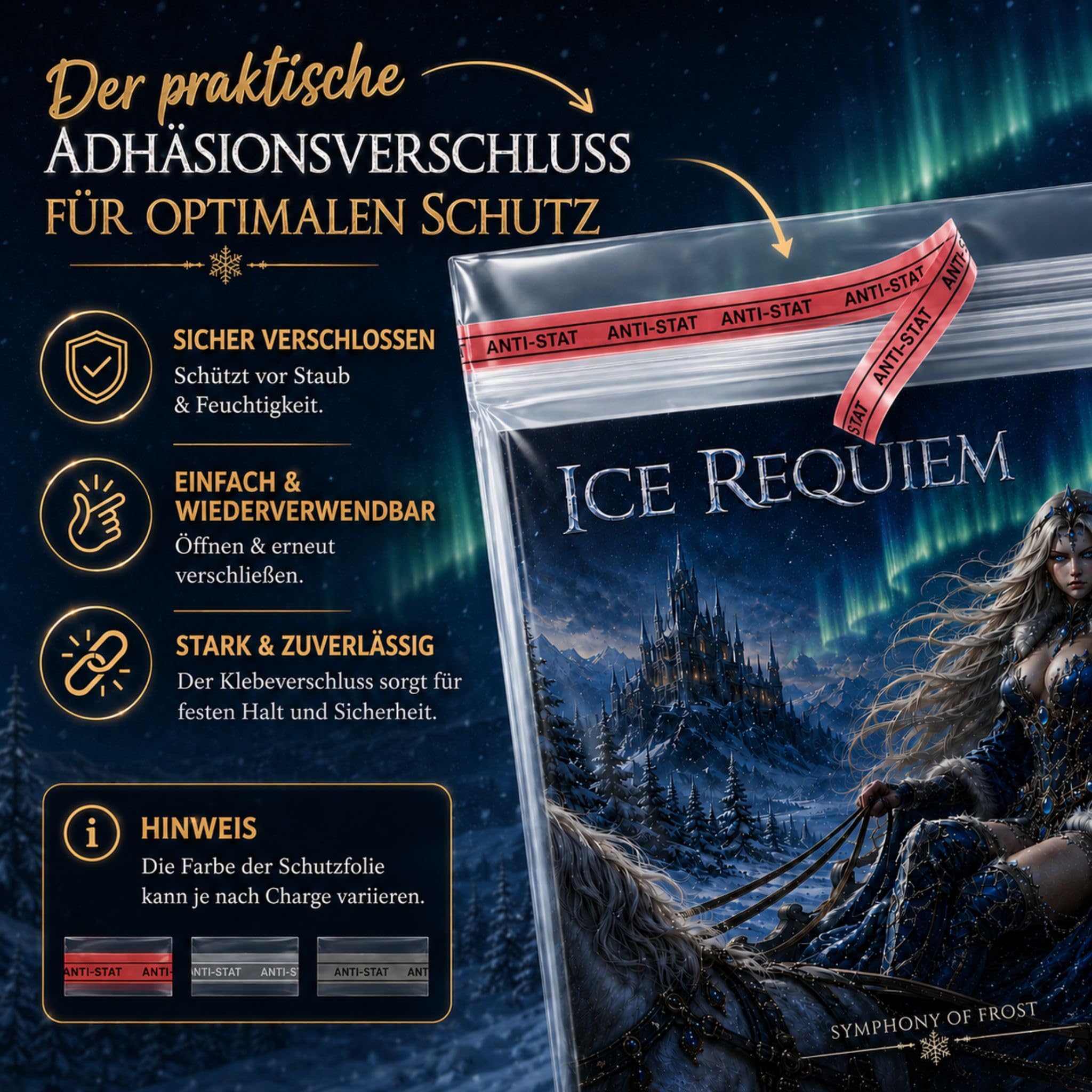 500 Stück LP Schutzhüllen 12" Folienhüllen mit Klappe und Verschluss für Vinyl Schallplatten