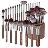 26 Pcs Chocolate-colored Gift Makeup Brushes Set with Extra Large Holder,Elegant Make up Brushes for Foundation,Face Blending Powder, Contour, Highlight, Concealer, Eyeshadow
