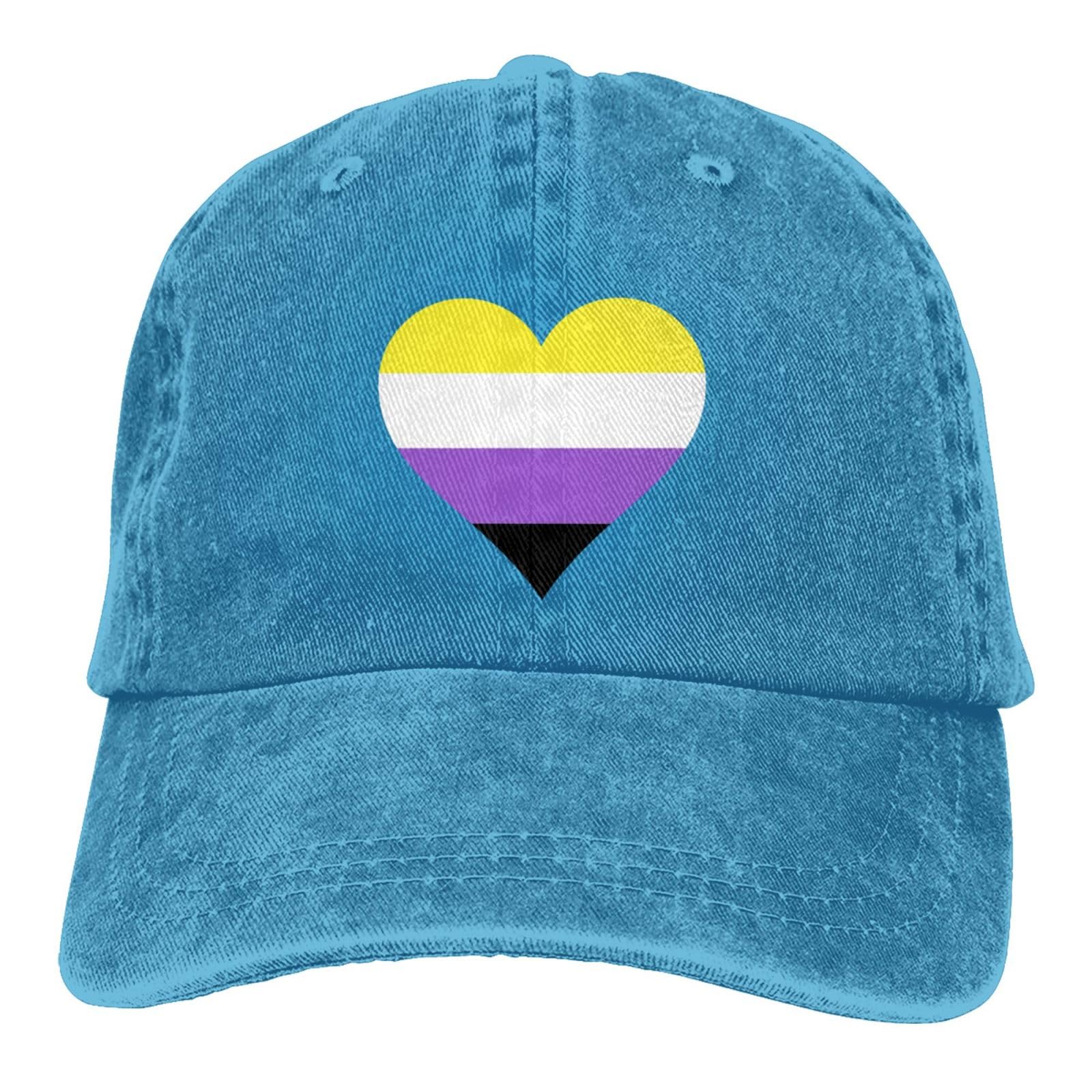 GQWJKSZ Nonbinary Pride Rainbow LGBTQ Gay Progress Bisexual Non Binary Lesbian Transgender Heart Baseball Cap Baseball Hats