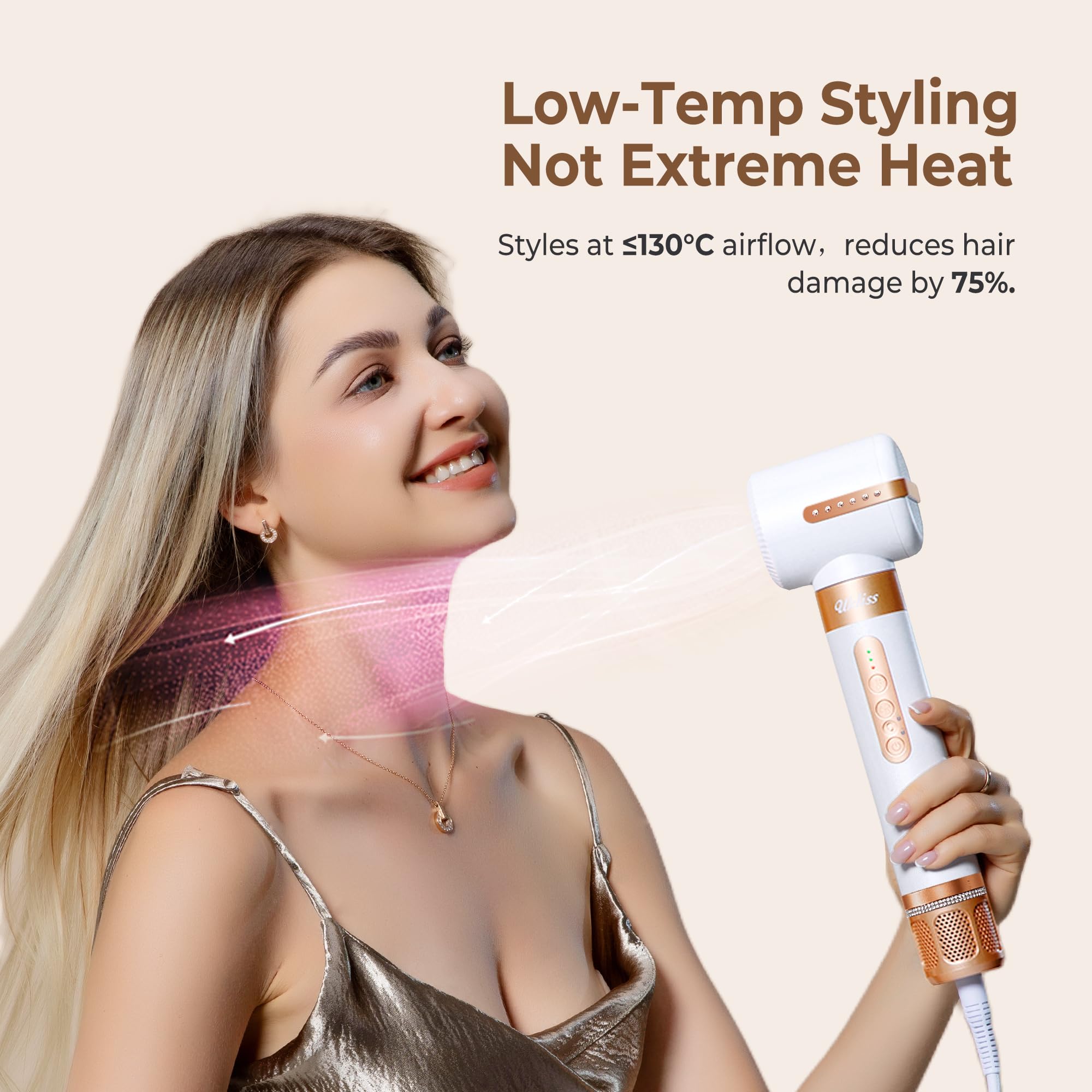 UKLISS Hairstyler 7 w 1 – Pro Airstyler & Hair Styler Set | Suszarka do włosów High Speed 110 000 obr./min, lokówka Airbrush, szczotka do suszarki, okrągła suszarka do włosów, szczotka z ciepłym