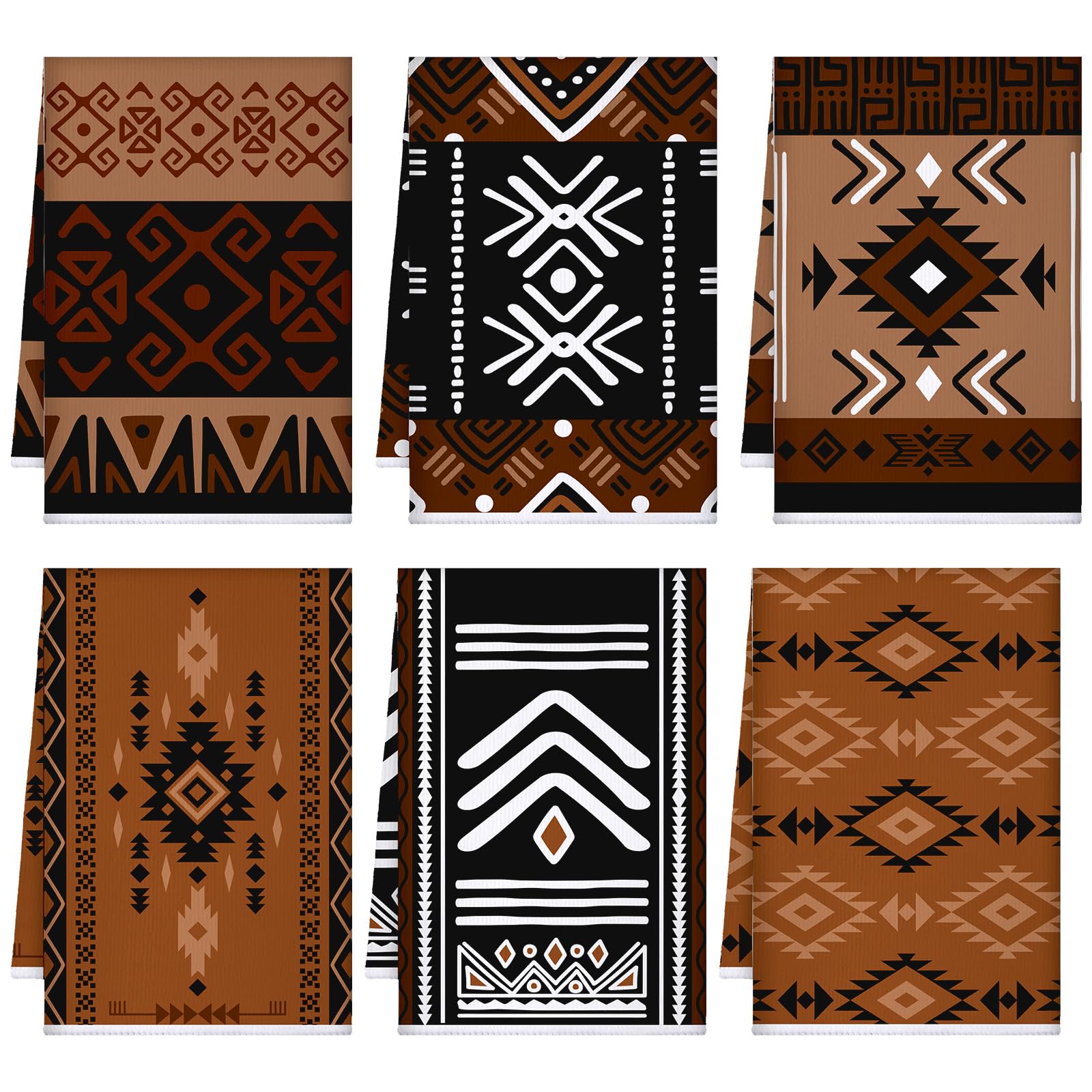 Bencailor 6 Pack Spring Flower Kitchen Dish Towels Sets Absorbent Decorative Sunflower Hummingbird Southwest Aztec Bathroom Tea Hand Towel for Home Supplies 16 x 24 (Colorful,Classic Style)