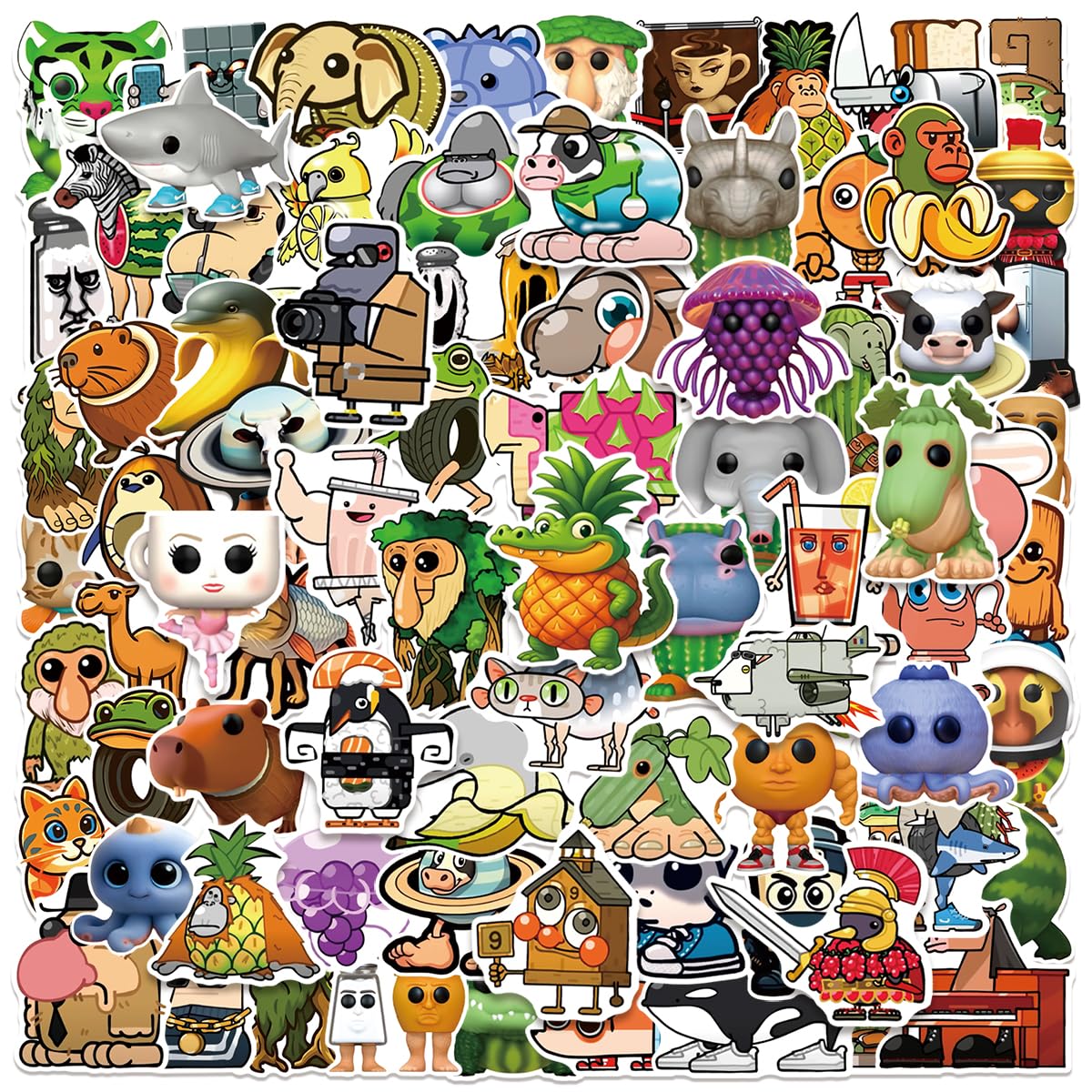 100 Pcs Italian Brainrot Stickers for Laptop Bumper, Skateboard, Water Bottles, Computer, Phone, Guitar - Image 2