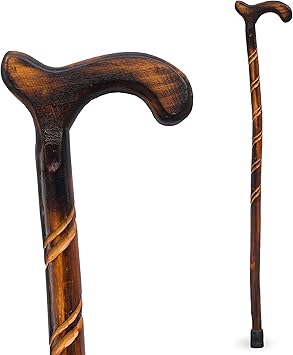 RMS Wood Cane - 36 Inch Natural Wood Walking Stick - Handcrafted Wooden Offset Canes and Walking Canes for Men or Women