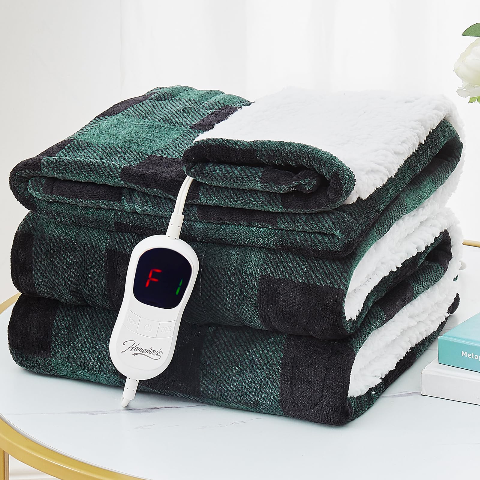 Amazon.com: HomeMate Electric Blanket Heated Throw - 50“x60“ Ultra Soft  Cozy Flannel Heating Blanket with 10 Fast Heat Levels 8 Hours Auto Off  Over-Heated Protection ETL Certification Keep Warm in Home Office :