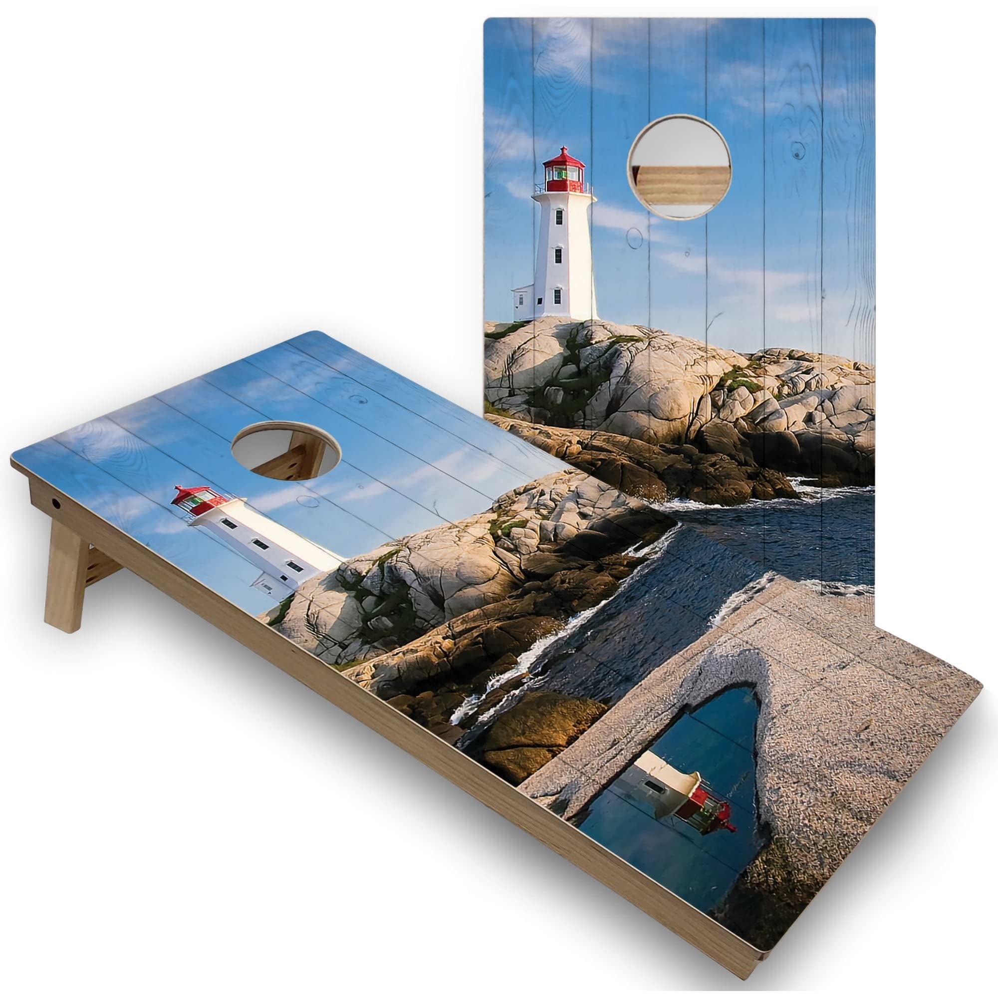 Lighthouse Corn Hole Boards - Regulation Size 2x4 - Includes Boards, (8) Corn Filled Bags and (1) Carrying Case