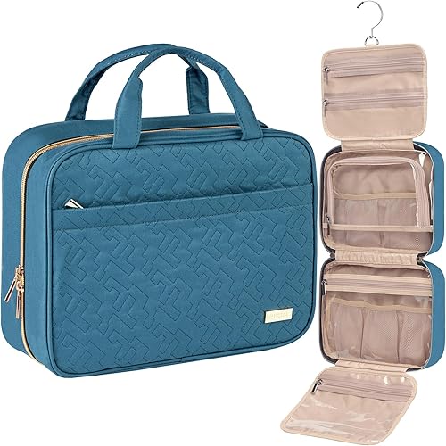 Miniatura 11 de NISHEL Neceser de viaje para mujer, organizador colgante y portátil para champú de tamaño completo, acondicionador, juego de cepillos y accesorios