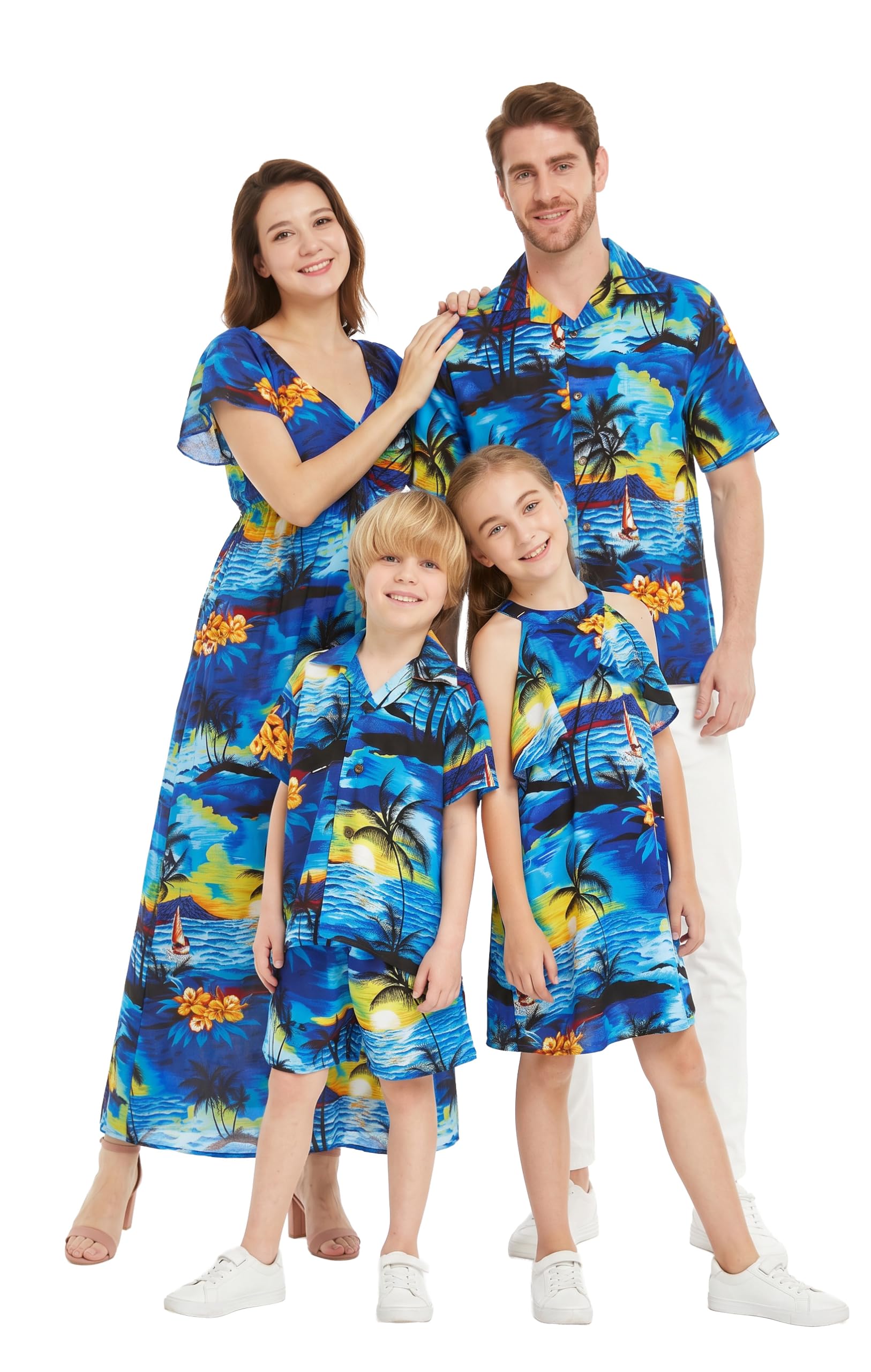 Hawaii Hangover Family Matching Hawaiian Clothes, Sunset Blue