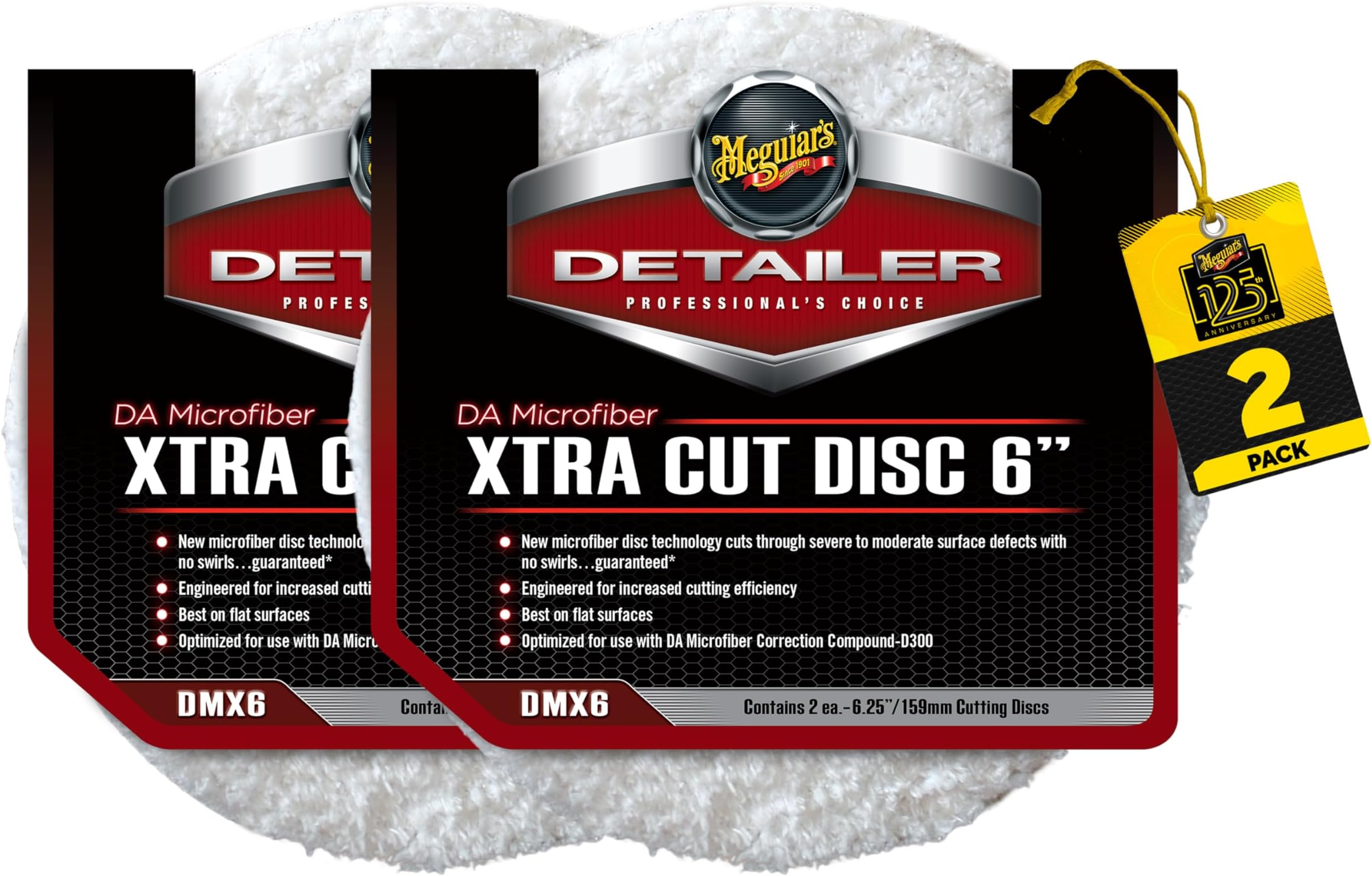 Meguiar's DMX6 DA (Dual Action) Microfiber 6" Xtra Cut Disc, 2 Pack