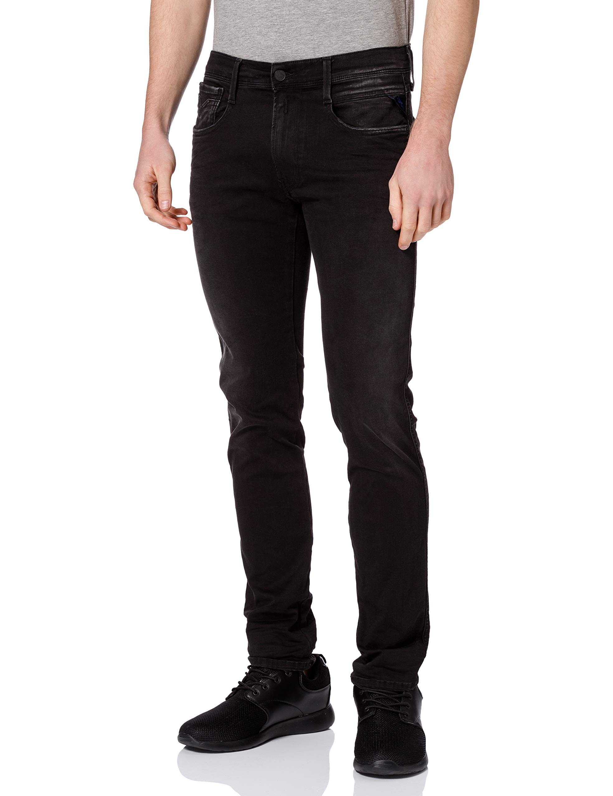 REPLAYMen's Anbass Hyperflex Re-Used Xlite Jeans, 098 Black, 28W / 32L
