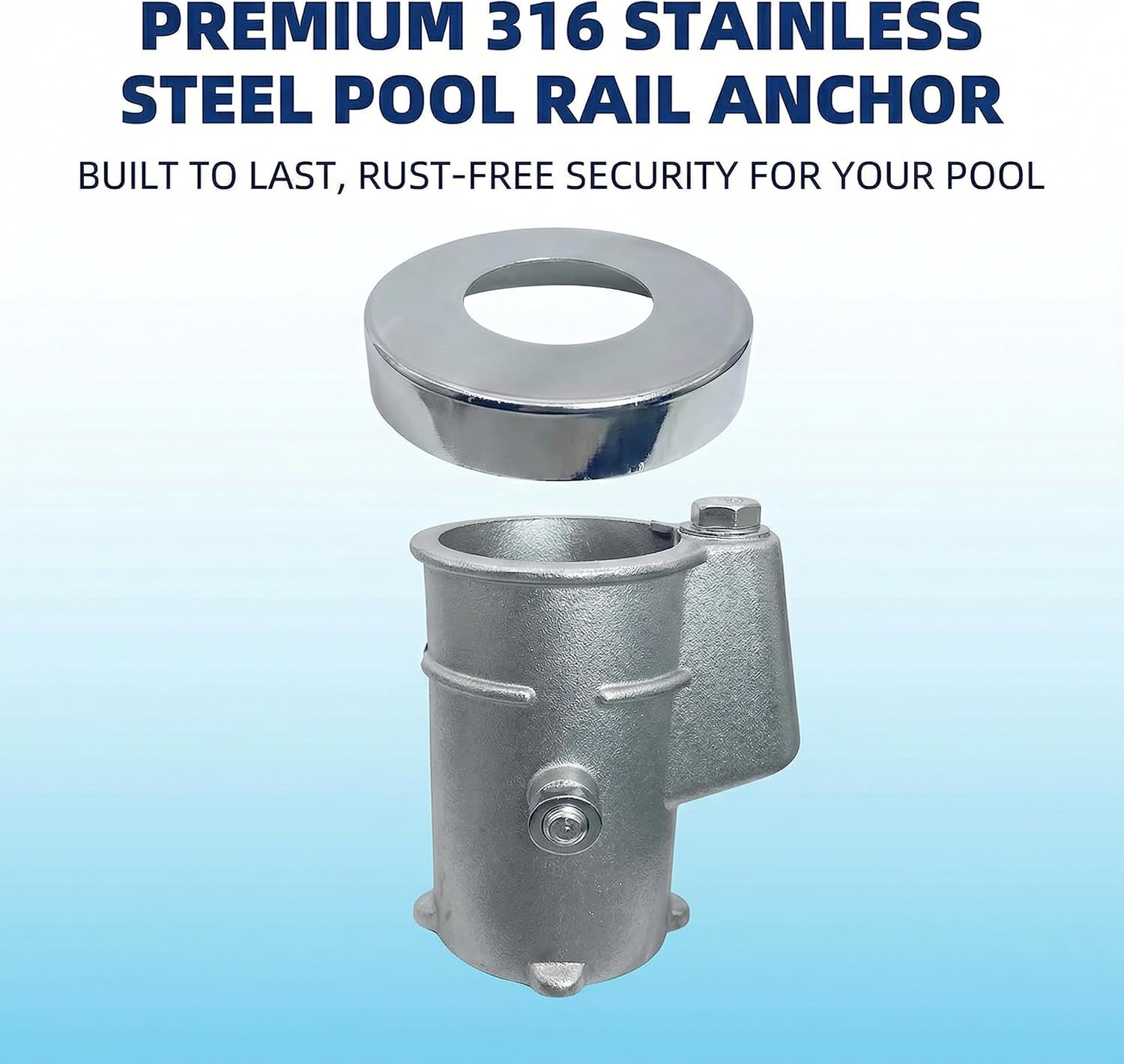 Premium 316 Stainless Steel Pool Ladder Handrail Anchor Kit - Universal Fit for Inground Pools, Corrosion-Resistant, Concealed Design, Easy Installation for 1.90" OD Pipe