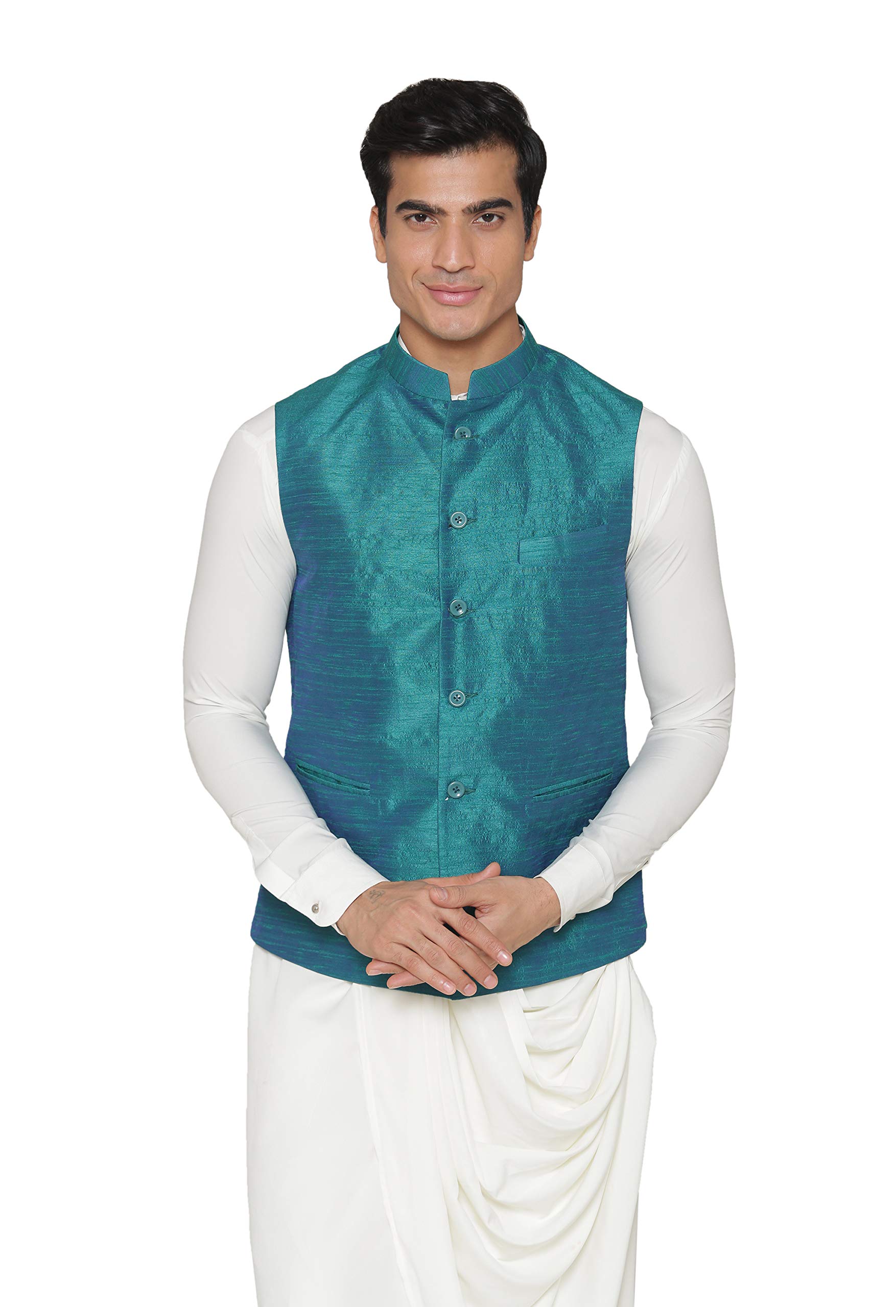 manq Men's Raw Silk Waistcoat, Half Jackets - Slim fit Ceremony Wear-picture-29