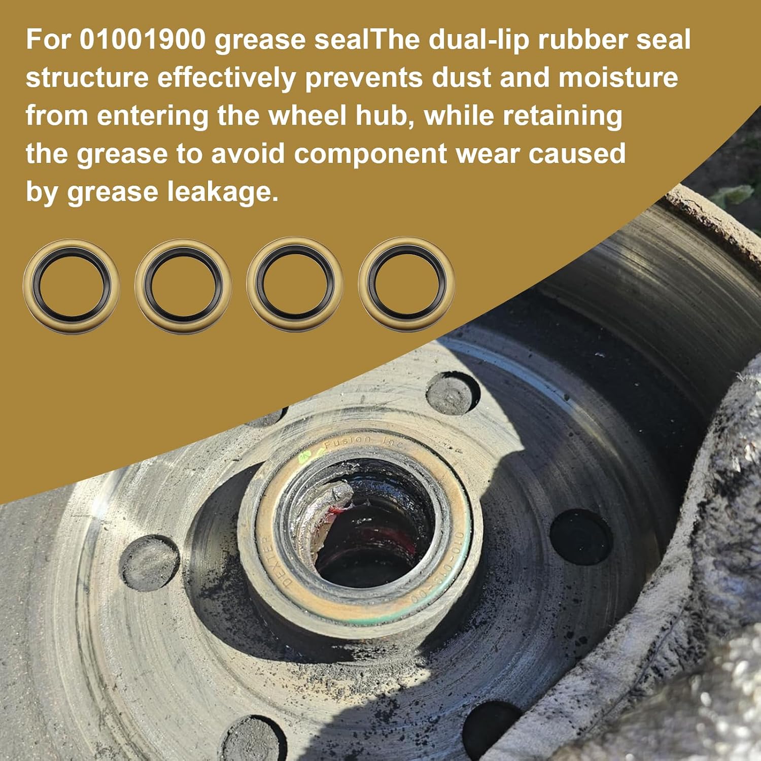 4pcs Trailer Axle Hub Wheel Grease Seals for Dexter 010-019-00 (10-19) Transcom 171255TB National 473336, 3500 lbs #84 Spindle E-Z Lube Axles
