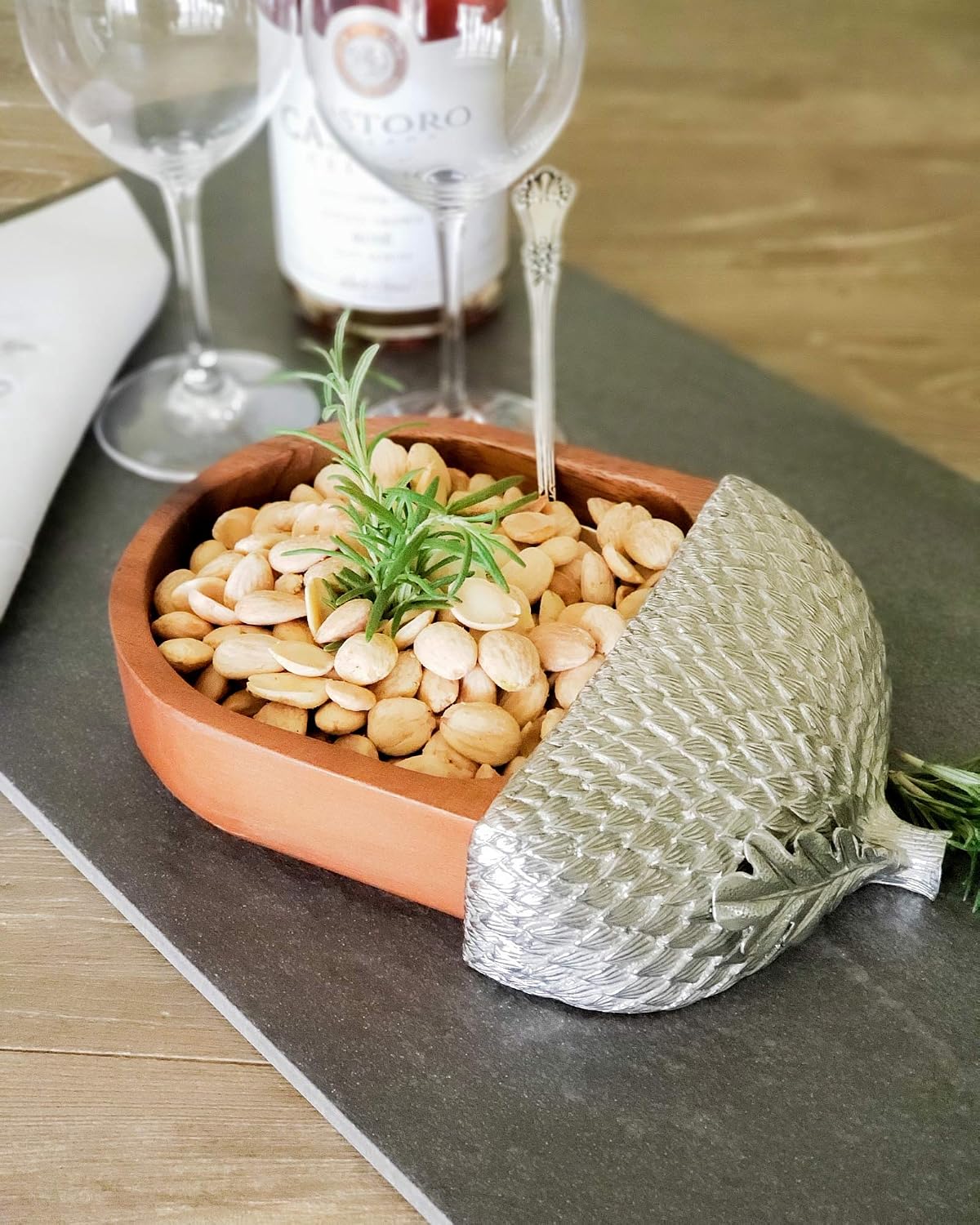 Vagabond House Wood Acorn Nut/Candy/Snack Bowl 9 inch Long