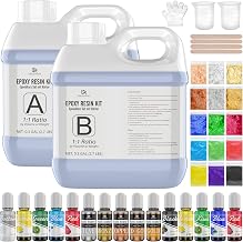 Epoxy Resin Starter Kit - .6 Galon Epoxy Resin with Alcohol Ink, Metallic Ink, Resin Pigment, Mica Powder, Foil Flakes, Glitter and Cast Accessories for Beginners, DIY Resin, Jewelry Making, Tumbler