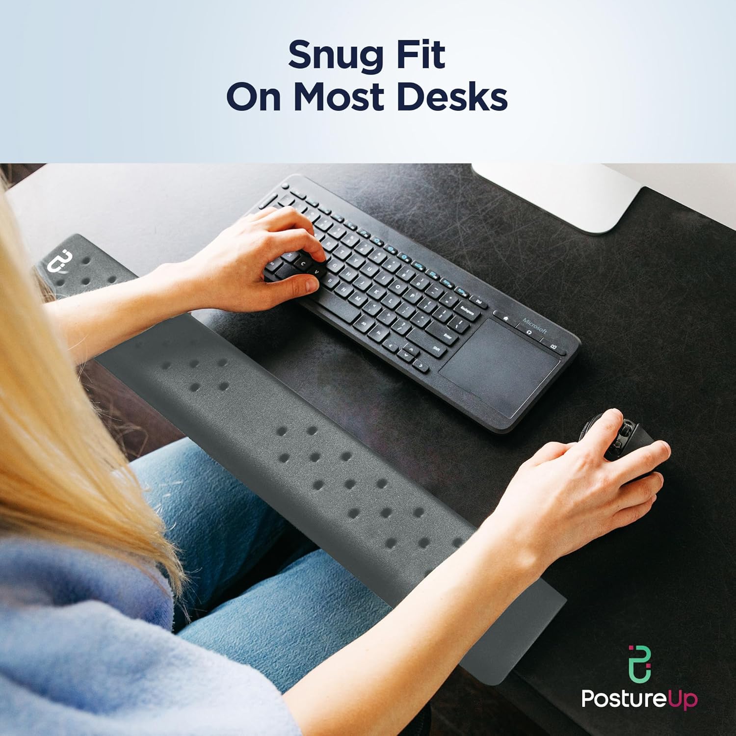 EdgeRest PostureUp L-Shaped Memory Foam Wrist Rest, Ergonomic Elbow and Forearm Support for Desk, Non-Slip Universal Fit, Light Gray