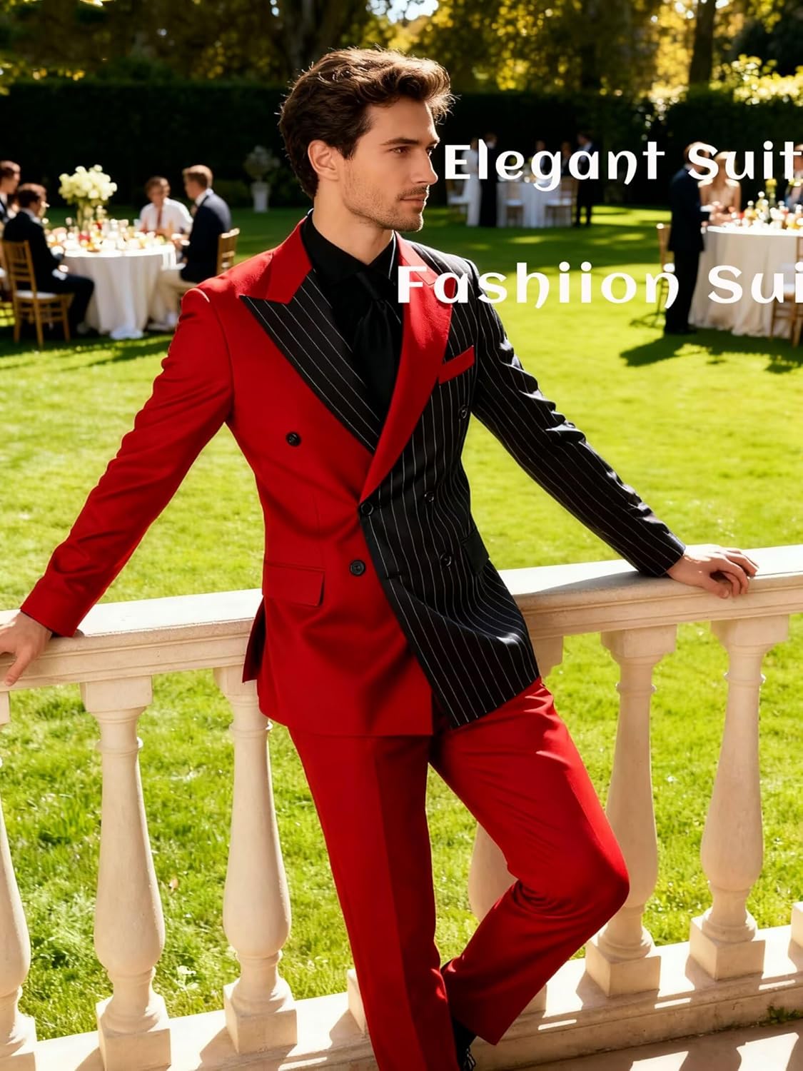 2-Piece Men's Suit Prom Double Breasted Suit Tuxedo for Men Striped Patchwork Jacket Pants Formal Wedding Tuxedos