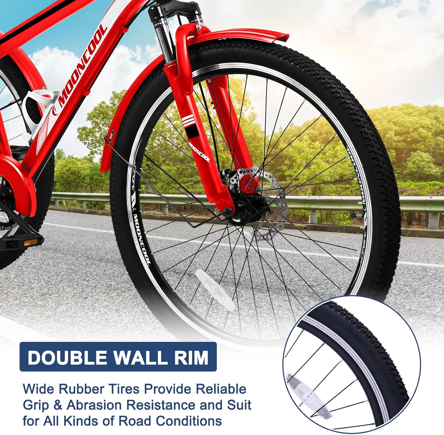 Barbella Adult Mountain Bike 7 Speed, 24/26/27.5 Inch Three Wheel Bike Mountain Tricycle Adult Tricycle Cruiser Trike, Adults Trikes with Shopping Basket, Exercise Men's Women's Tricycles, Red