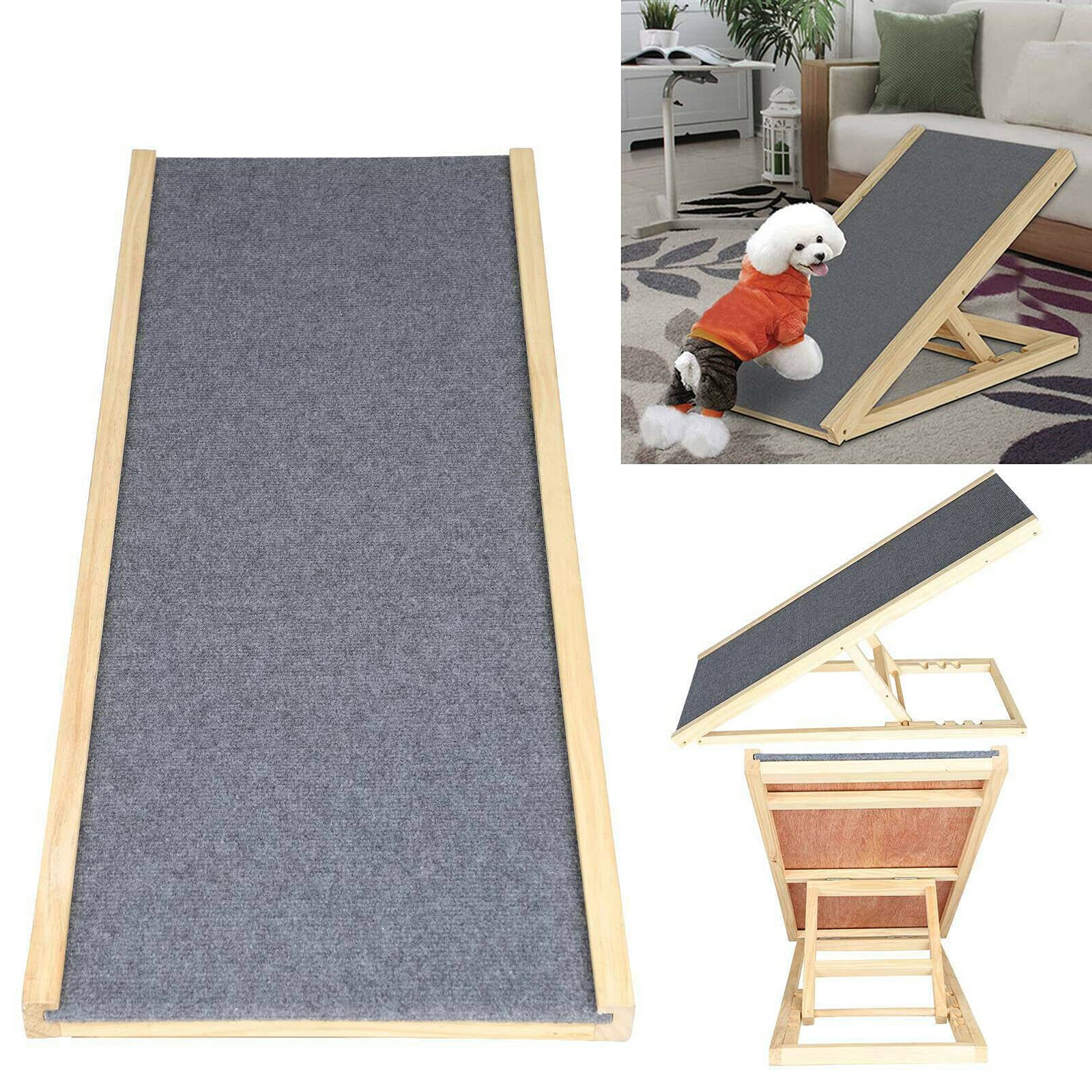 Rampe pour chien - Pliable - Charge maximale : 90 kg - Aide à l'entrée - Escalier pour animaux domestiques - Antidérapant (70 x 36 cm)