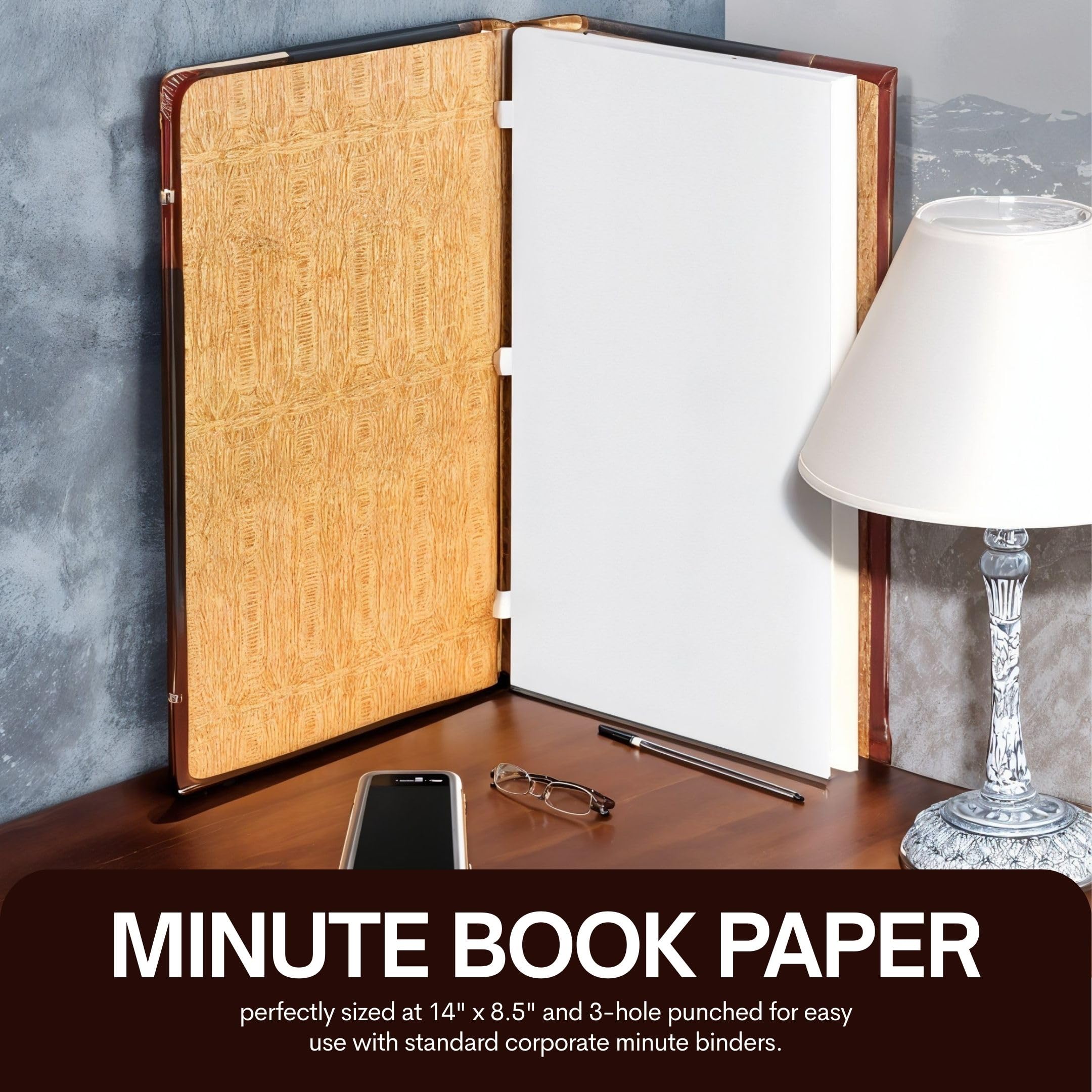 Performore Carnet de minutes de 35,6 x 21,6 cm – Feuilles blanches perforées à 3 trous pour une tenue de dossiers efficace et professionnelle