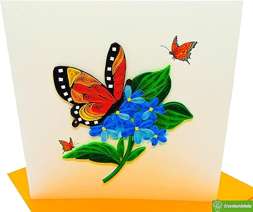 Miniatura 3 de Green Handshake, tarjeta de felicitación con diseño de mariposa en flores, diseño de corazón y hecho a mano.