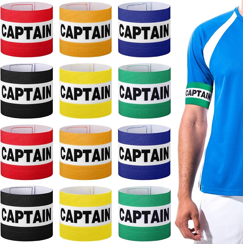 Simgoing 12 Piezas Brazaletes de Capitán de Fútbol Brazaletes Elásticos para Muñecas Líder de Equipo para Adultos Accesorios de Entrenamiento Deportivo Ajustables