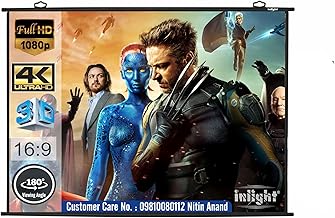 Inlight Map Type Projector Screen, 7 Feet(W) x 4 Feet(H) 16:9 Format, Supports UHD, 3D and 4K Ready Technology White