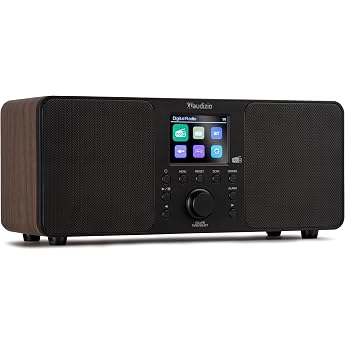 Audizio Genoa DAB Radio with Bluetooth   Stereo DAB Plus Radio with remote control 60 storage spaces Auto Scan Line-Out USB Ideal for home and on the go Easy to use - Wooden look