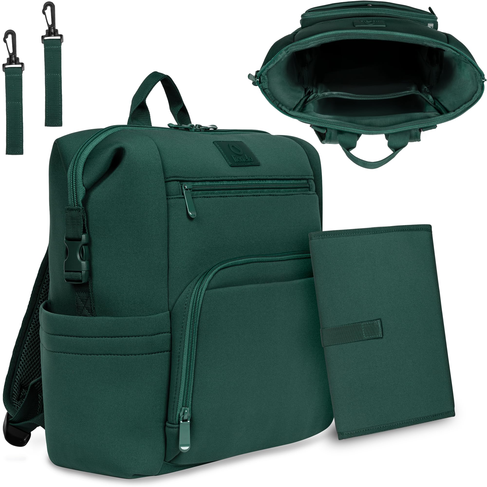 Lionelo Mochila Cube, bolso para bebé, bolso cambiador, ropa de bebé, ligera para pasear y viajar con bebé, 12 bolsillos, bolsa térmica, posibilidad de fijarla al cochecito, 36 x 36 x 23 cm