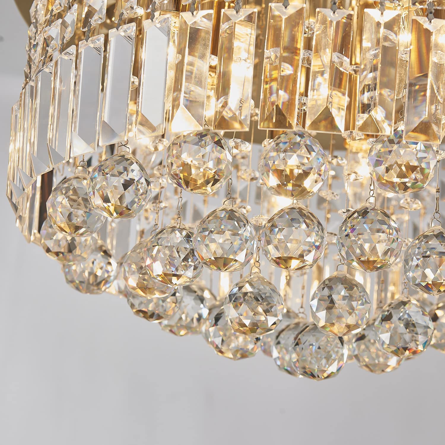 Saint Mossi Modern Kristal Gold Kronleuchter Modern Deckenleuchte Befestigung Anhänger Deckenlampe für Esszimmer Badezimmer Schlafzimmer Livingroom 9 E14 Erforderliche Höhe 28cm x Breite 50cm